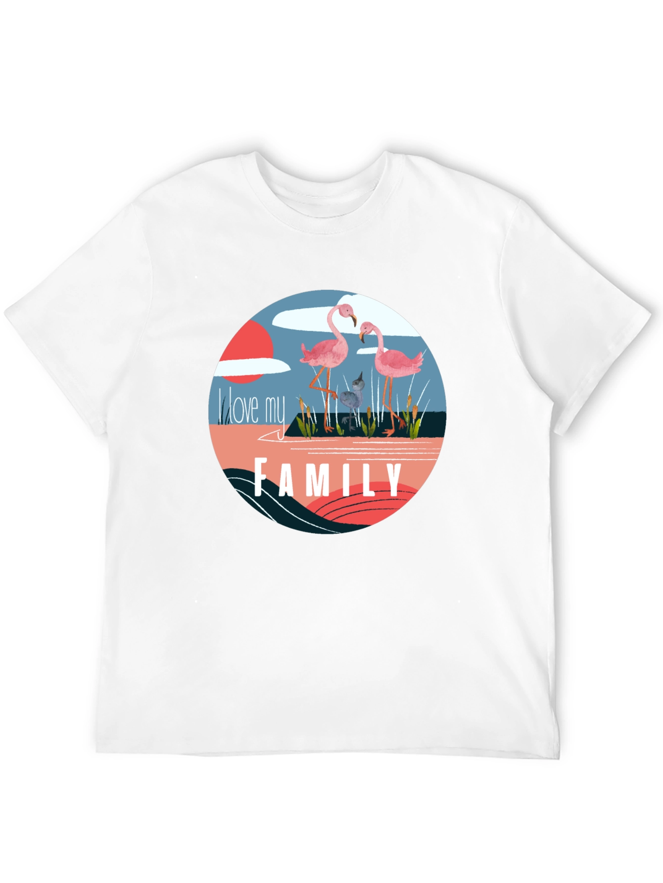 Flamingo Family Graphic Tee - Black Cotton Blend