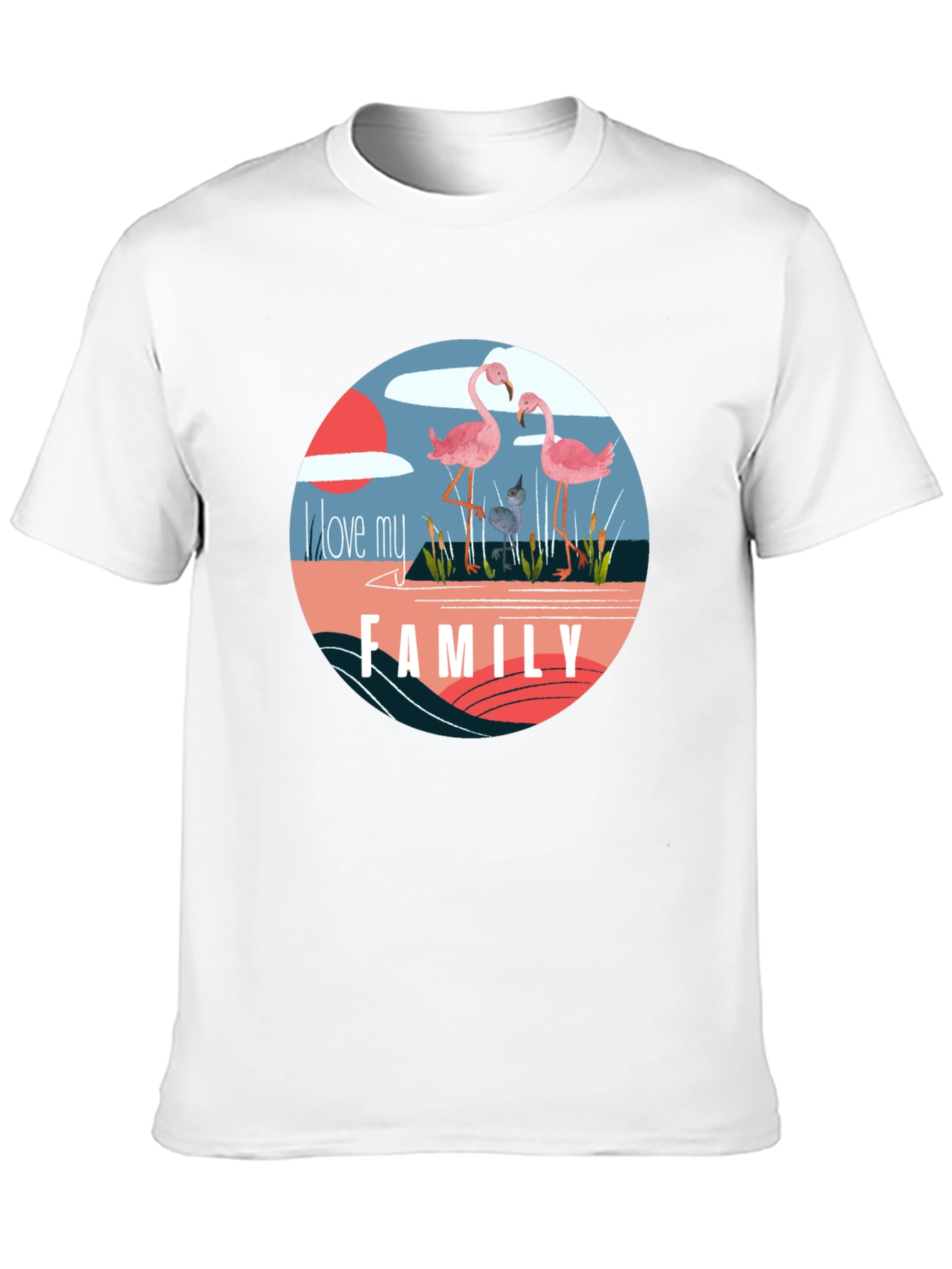 Flamingo Family Graphic Tee - Black Cotton Blend