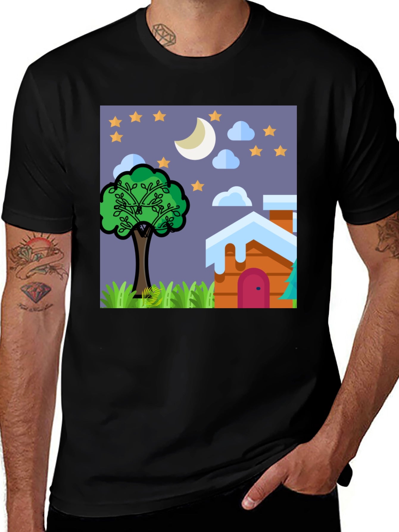 Nighttime Cartoon Graphic Tee