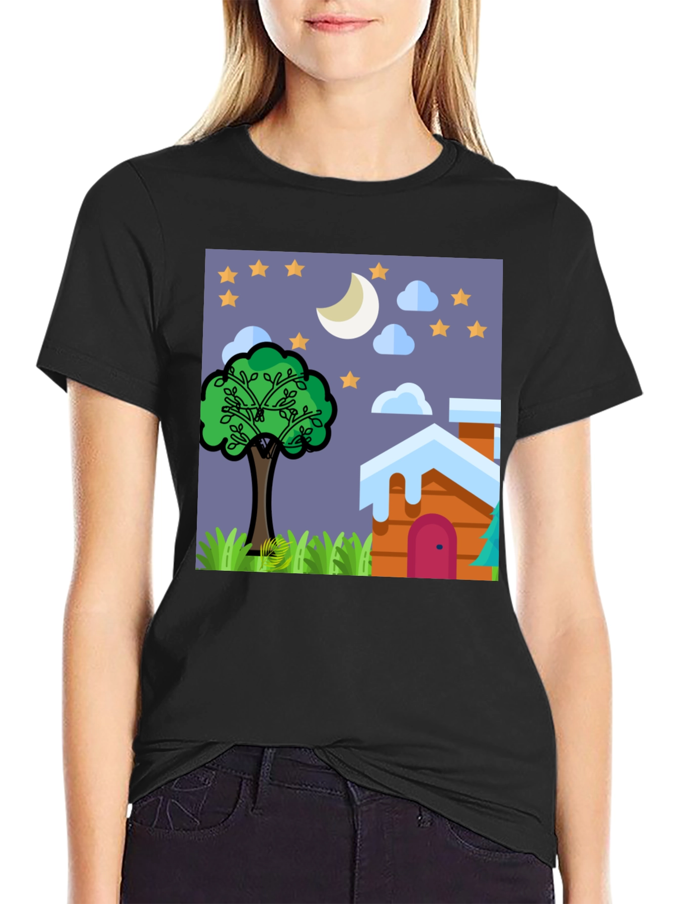 Nighttime Cartoon Graphic Tee