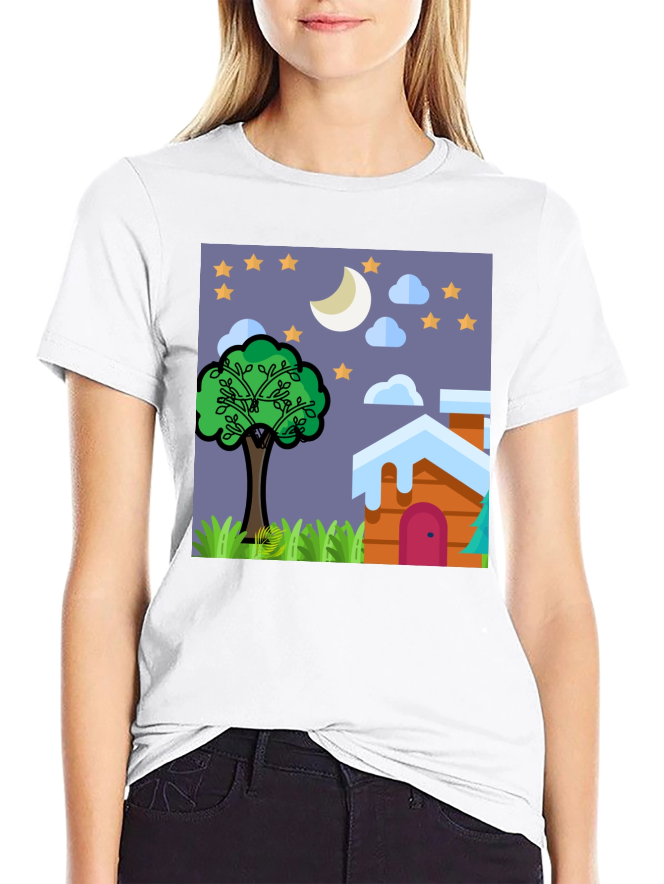 Nighttime Cartoon Graphic Tee