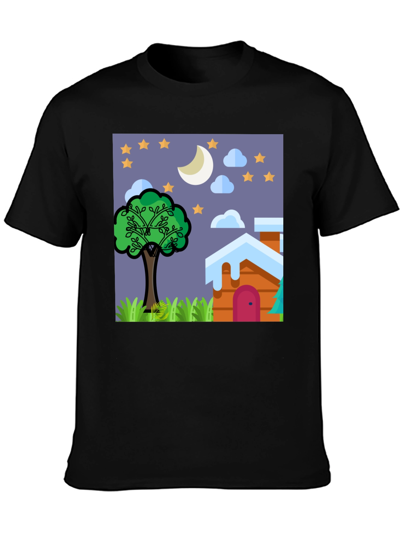 Nighttime Cartoon Graphic Tee