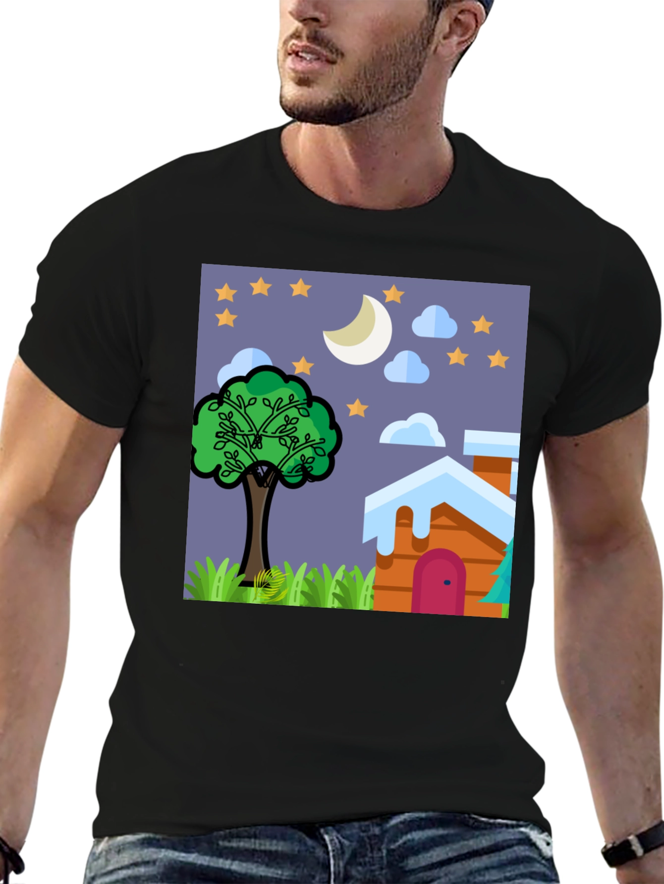 Nighttime Cartoon Graphic Tee