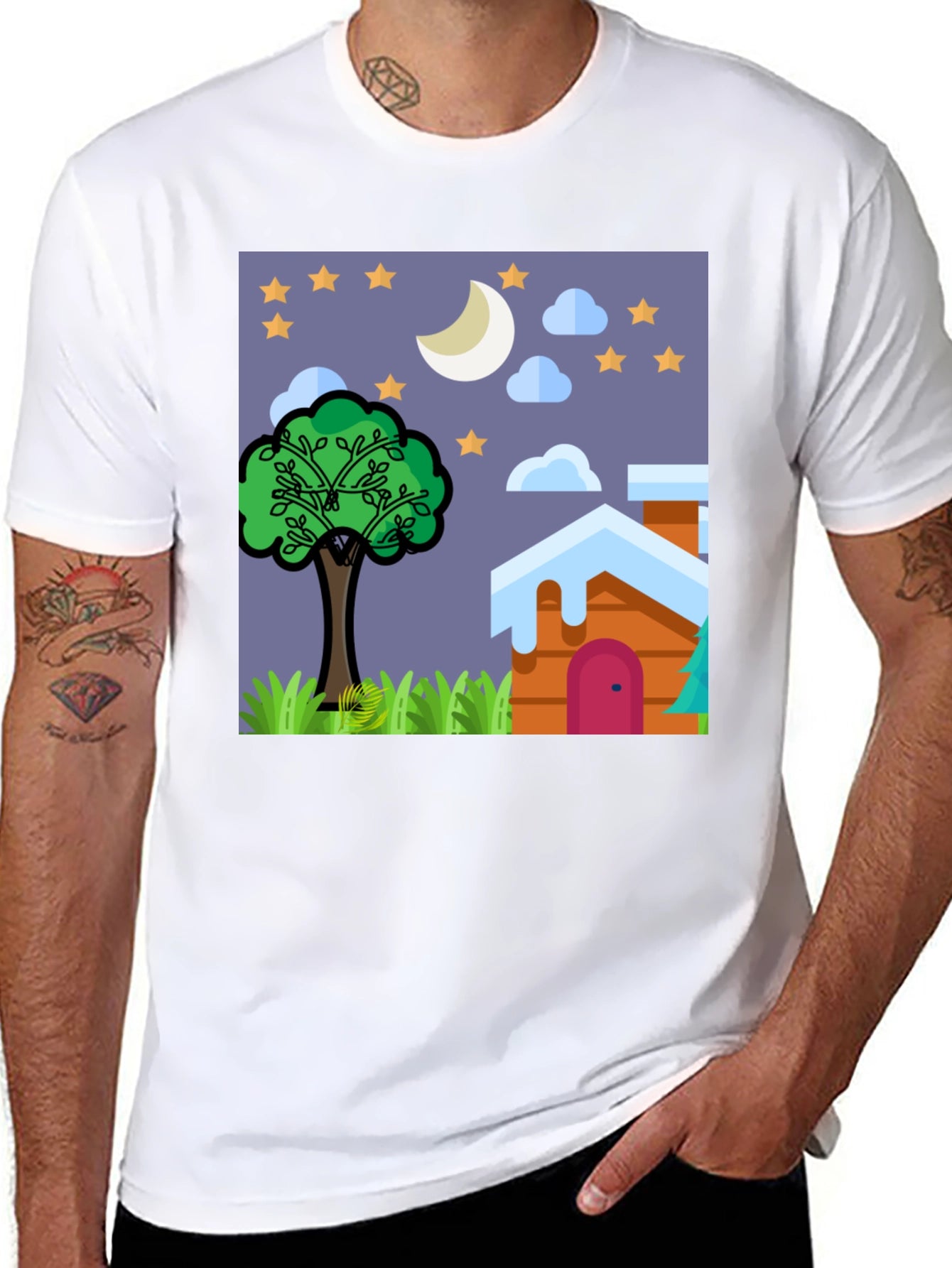 Nighttime Cartoon Graphic Tee