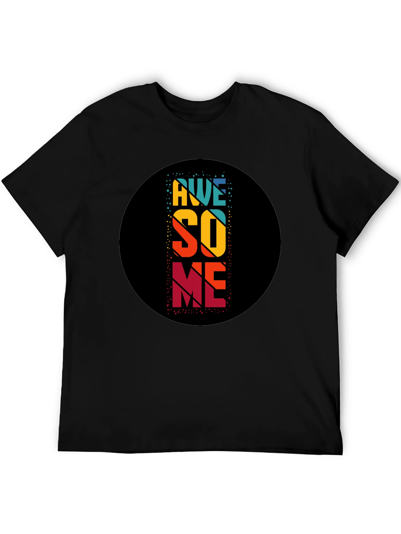 Awesome Retro Style Graphic Tee - Black Cotton Blend