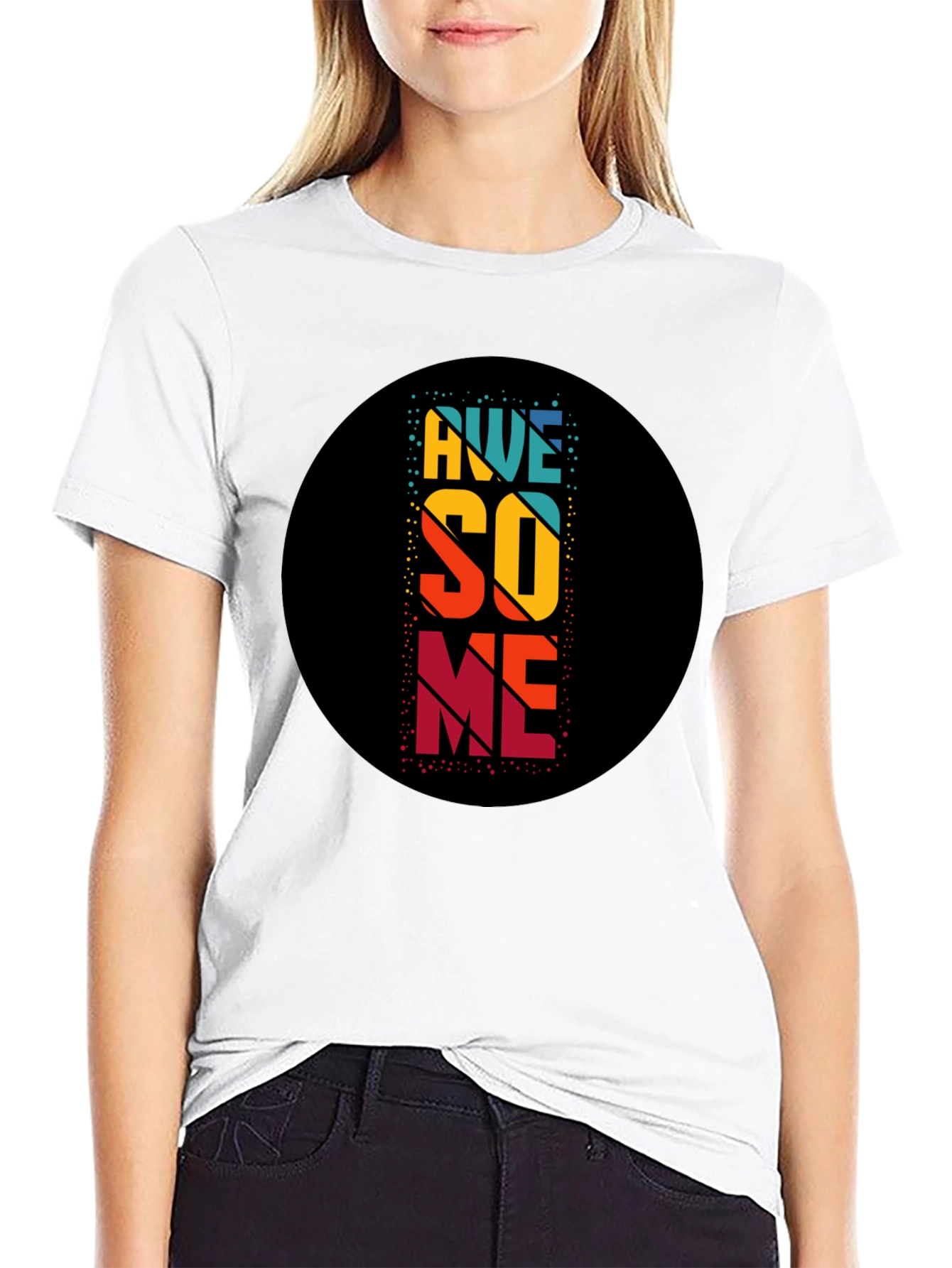 Awesome Retro Style Graphic Tee - Black Cotton Blend