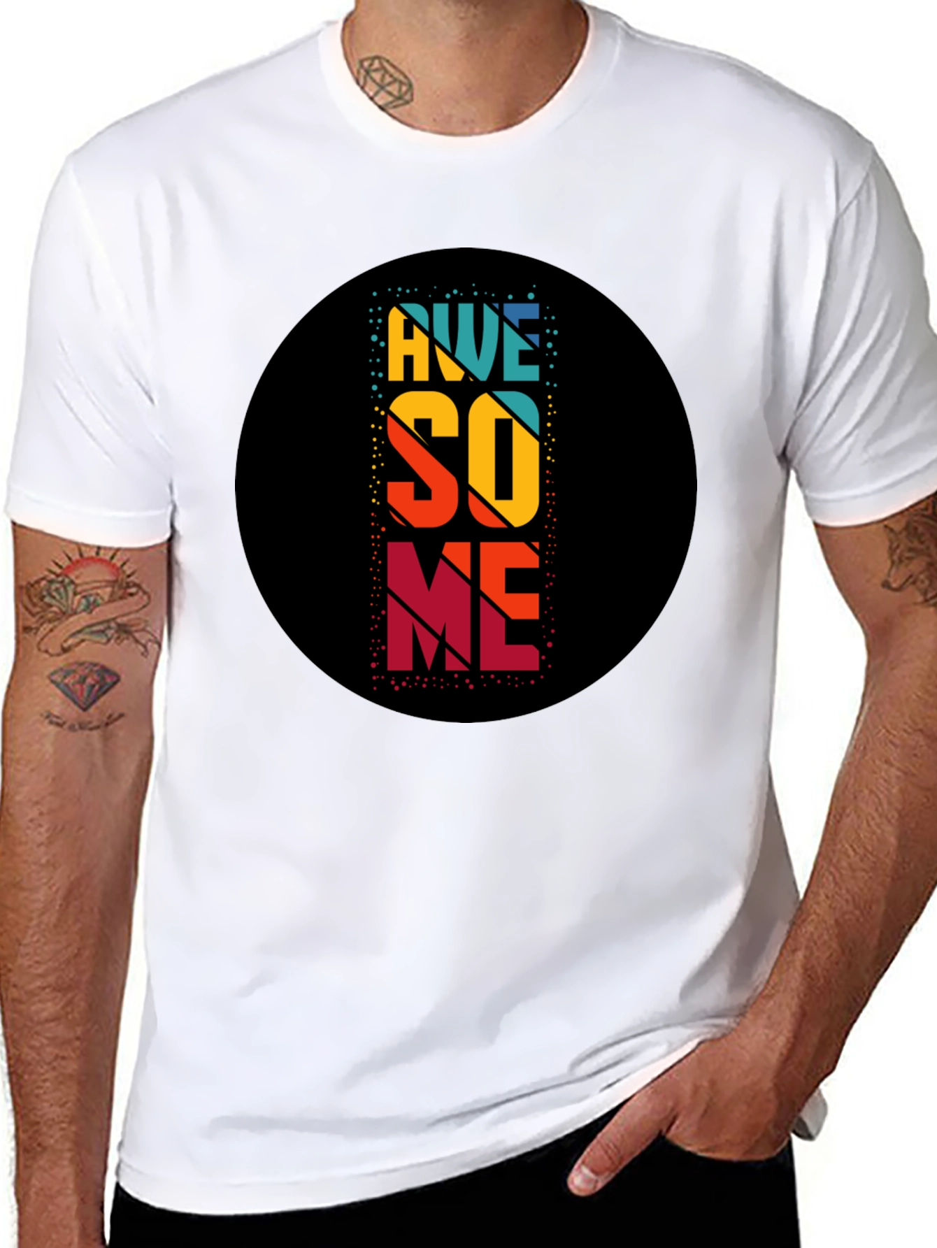 Awesome Retro Style Graphic Tee - Black Cotton Blend