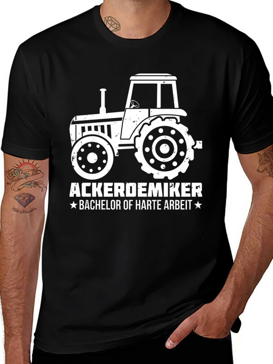 Ackerdemiker Bachelor of Hard Work Tractor Graphic Tee