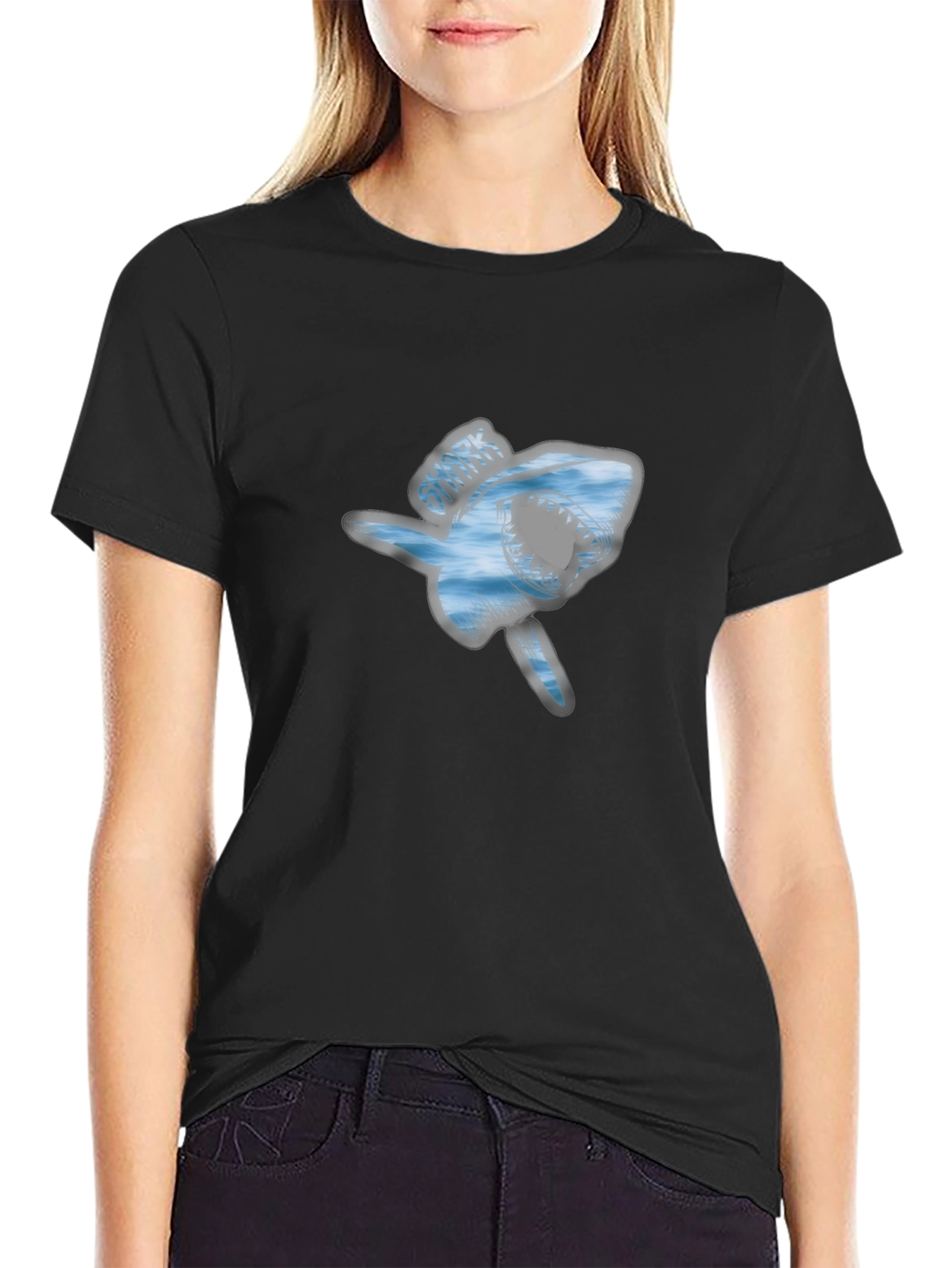 Shark Graphic Mens Black T-Shirt