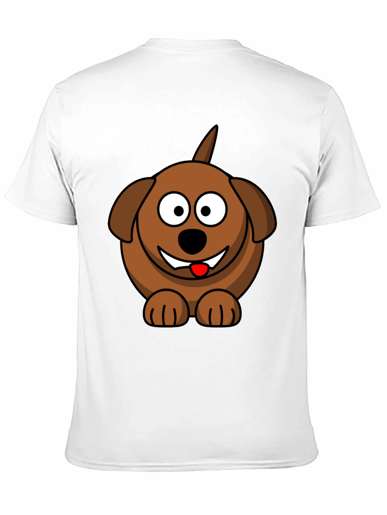 Cartoon Dog Graphic Tee - Black Cotton Blend