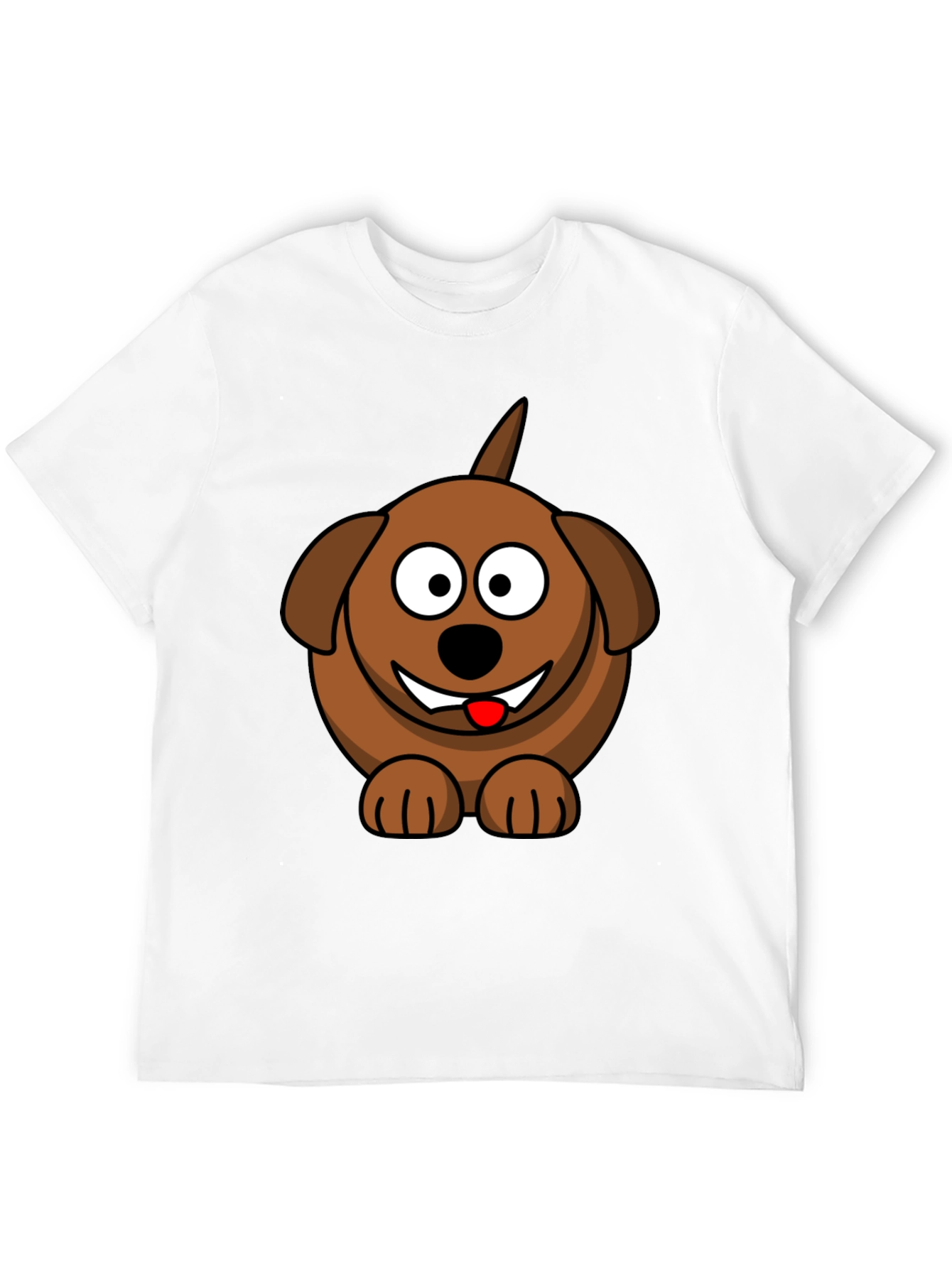 Cartoon Dog Graphic Tee - Black Cotton Blend