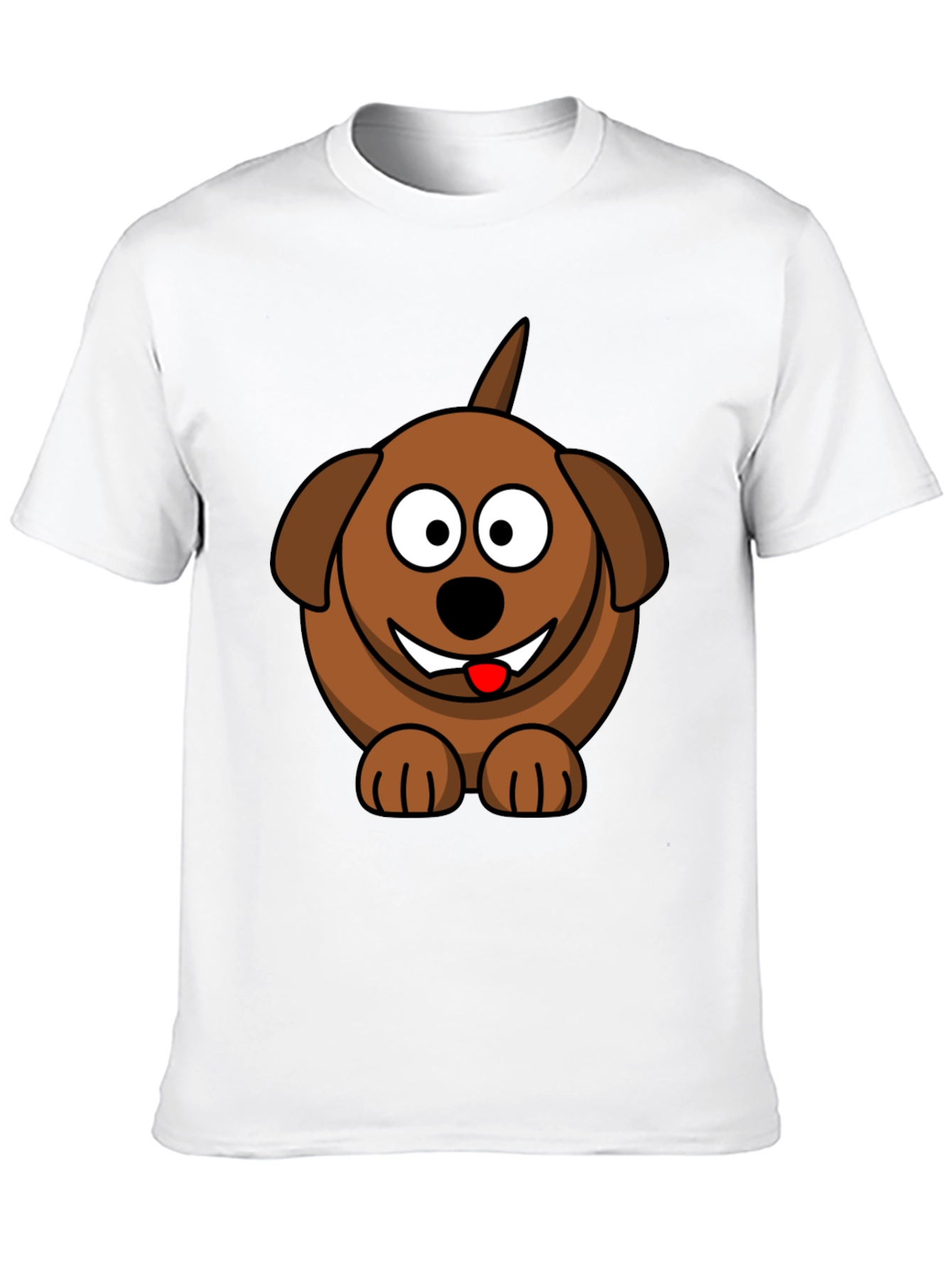 Cartoon Dog Graphic Tee - Black Cotton Blend