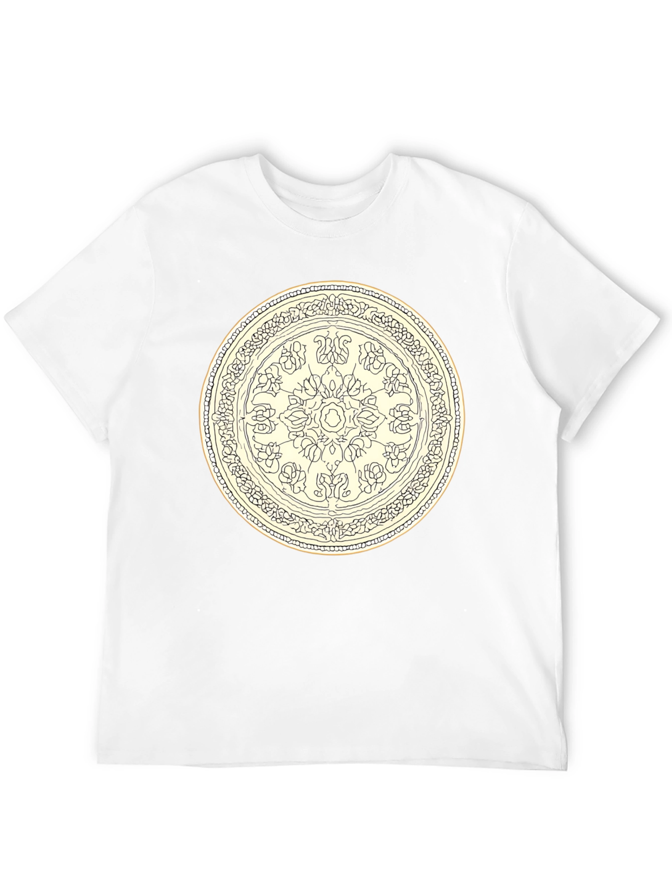 Black T-Shirt with Floral Mandala Design