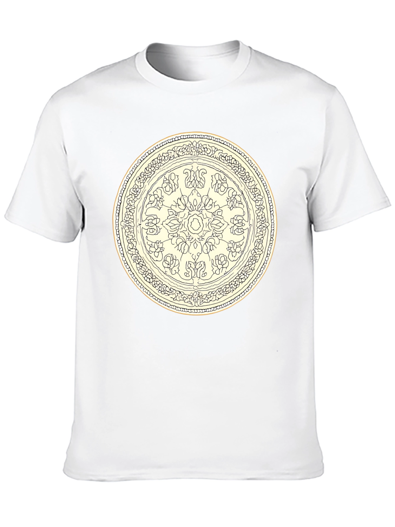 Black T-Shirt with Floral Mandala Design