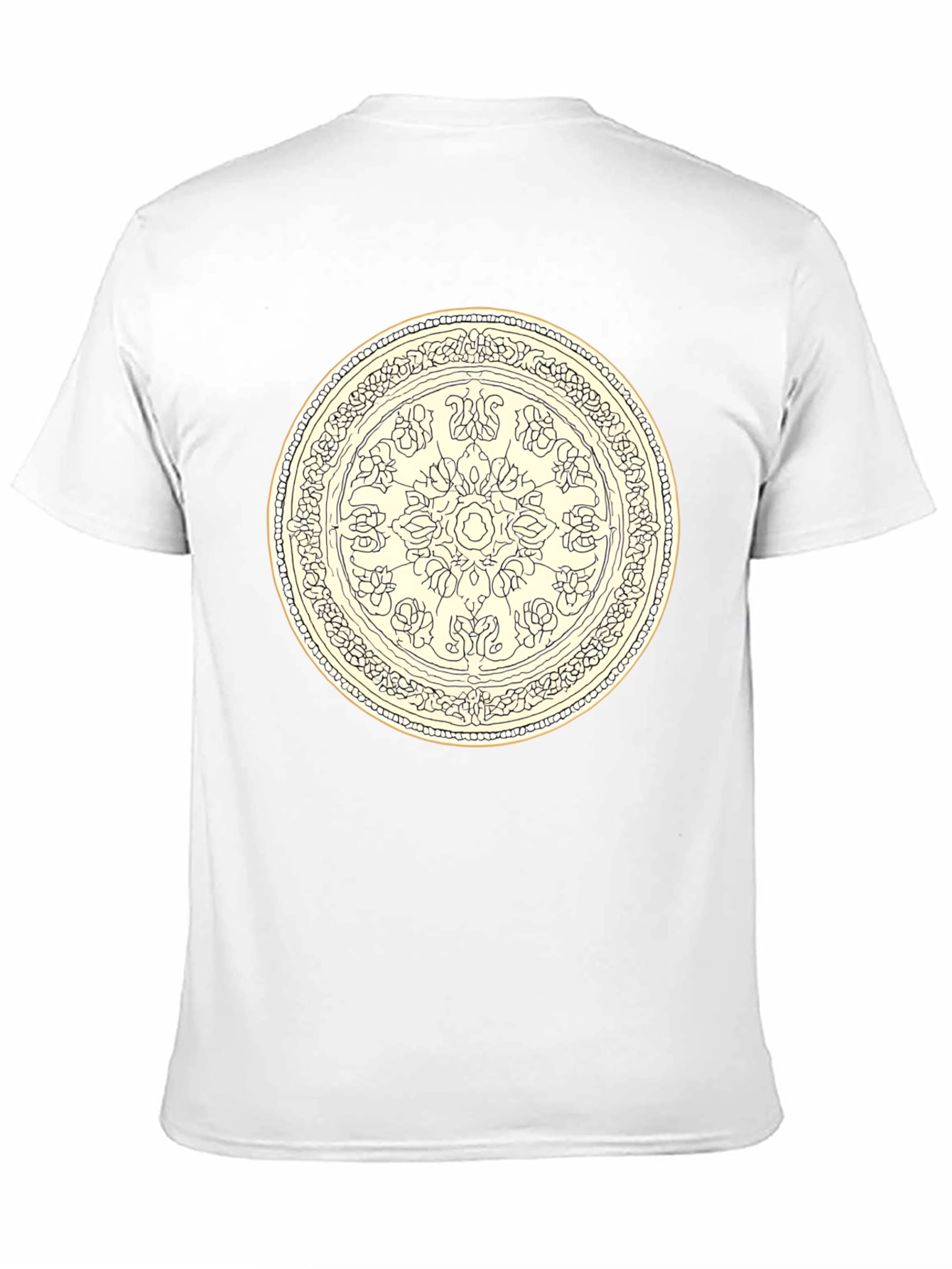Black T-Shirt with Floral Mandala Design
