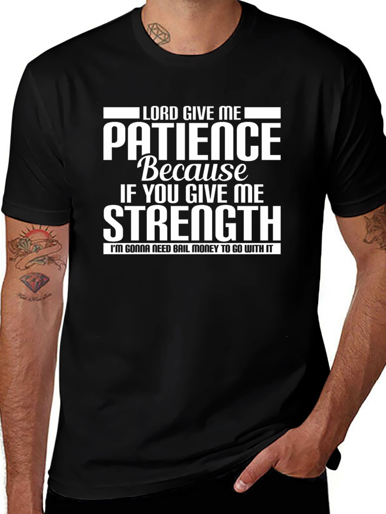 Lord Give Me Patience Graphic T-Shirt - Black