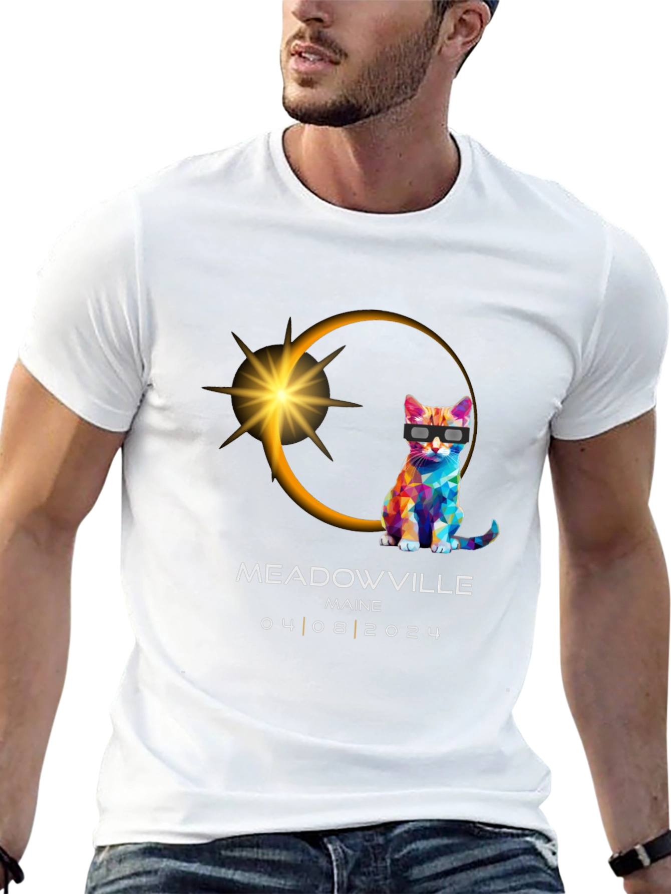 Meadowville Maine 2024 Eclipse Cat T-Shirt