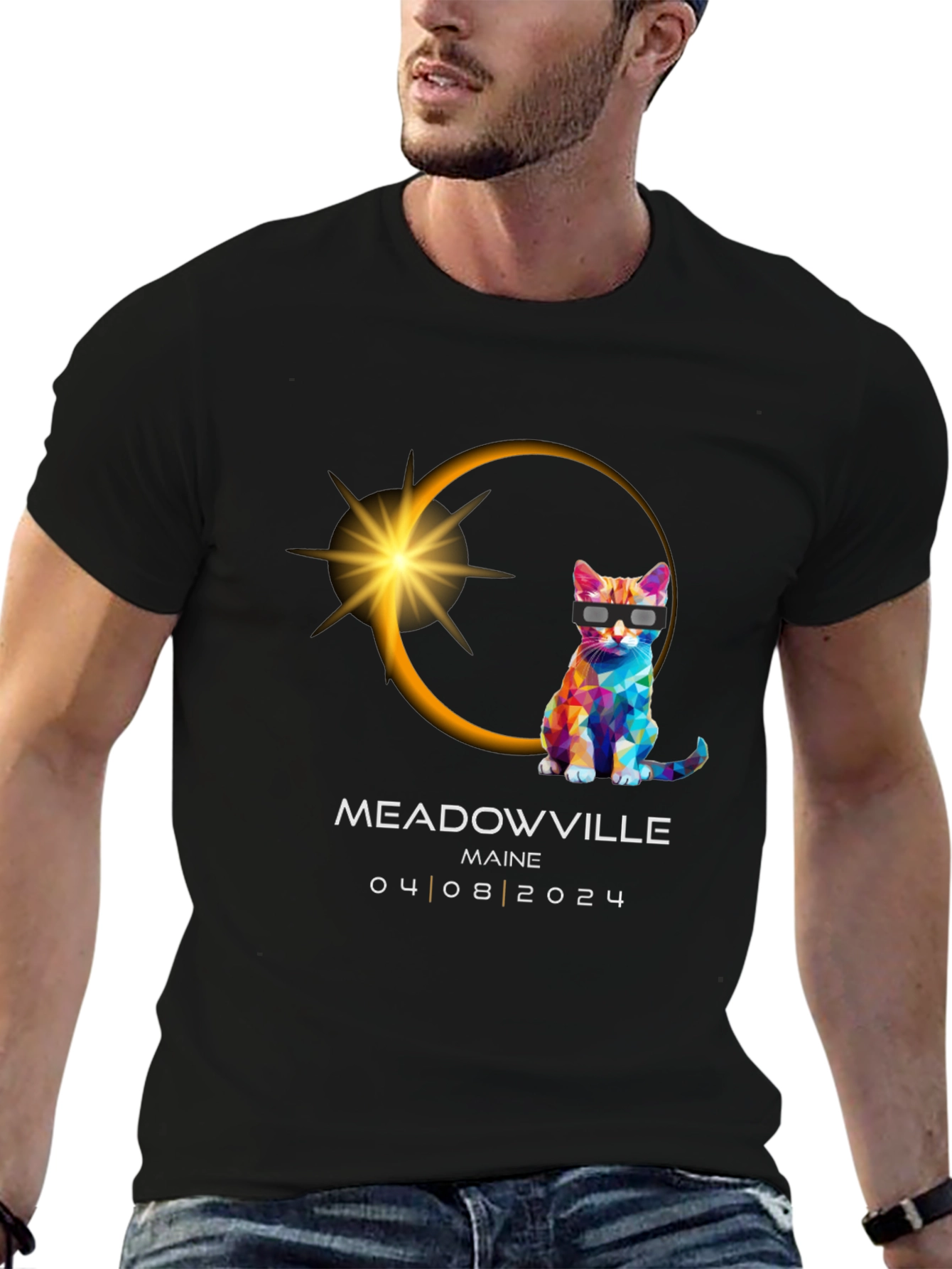 Meadowville Maine 2024 Eclipse Cat T-Shirt