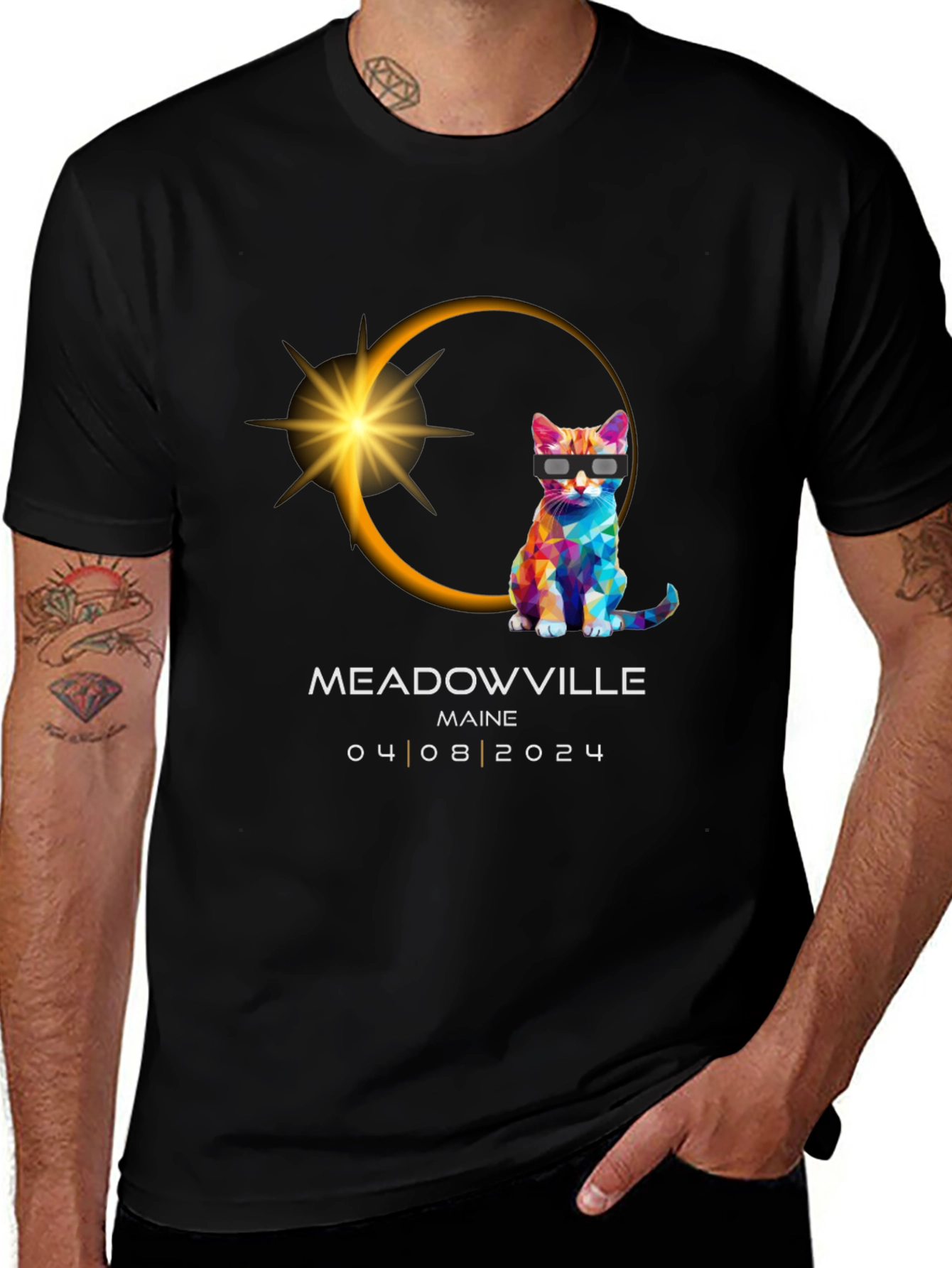 Meadowville Maine 2024 Eclipse Cat T-Shirt