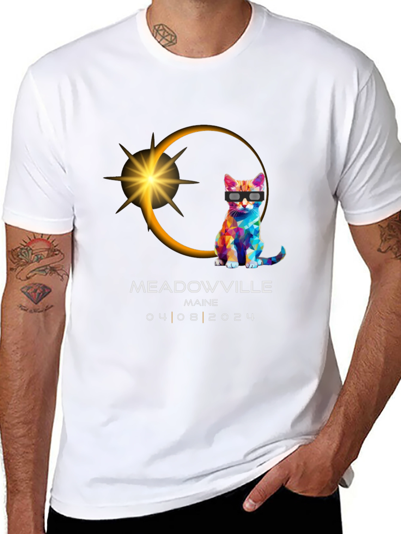 Meadowville Maine 2024 Eclipse Cat T-Shirt
