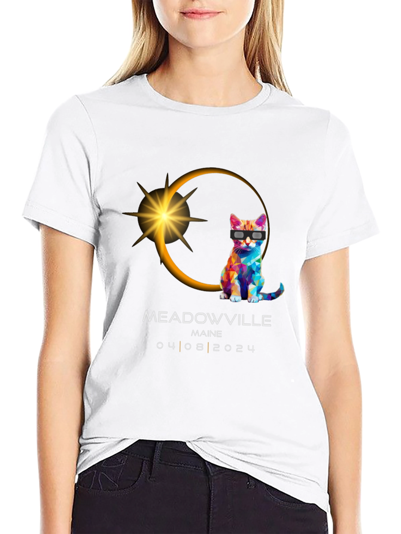 Meadowville Maine 2024 Eclipse Cat T-Shirt