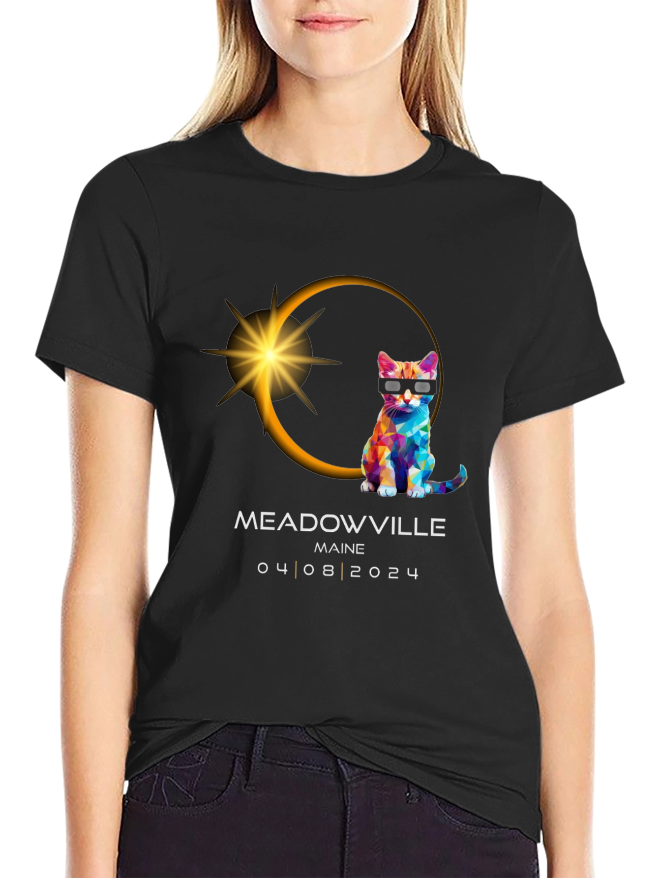 Meadowville Maine 2024 Eclipse Cat T-Shirt