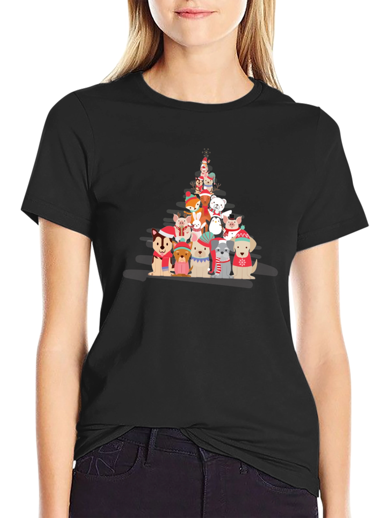 Holiday Animal Christmas Tree T-Shirt