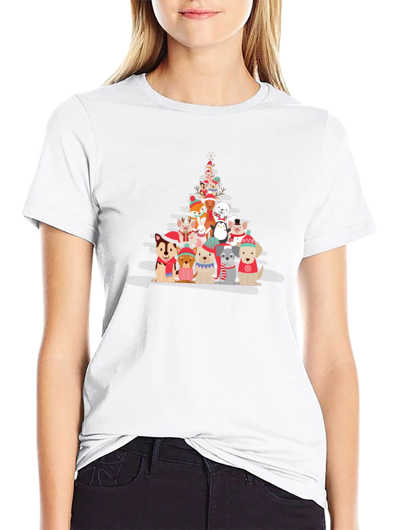 Holiday Animal Christmas Tree T-Shirt