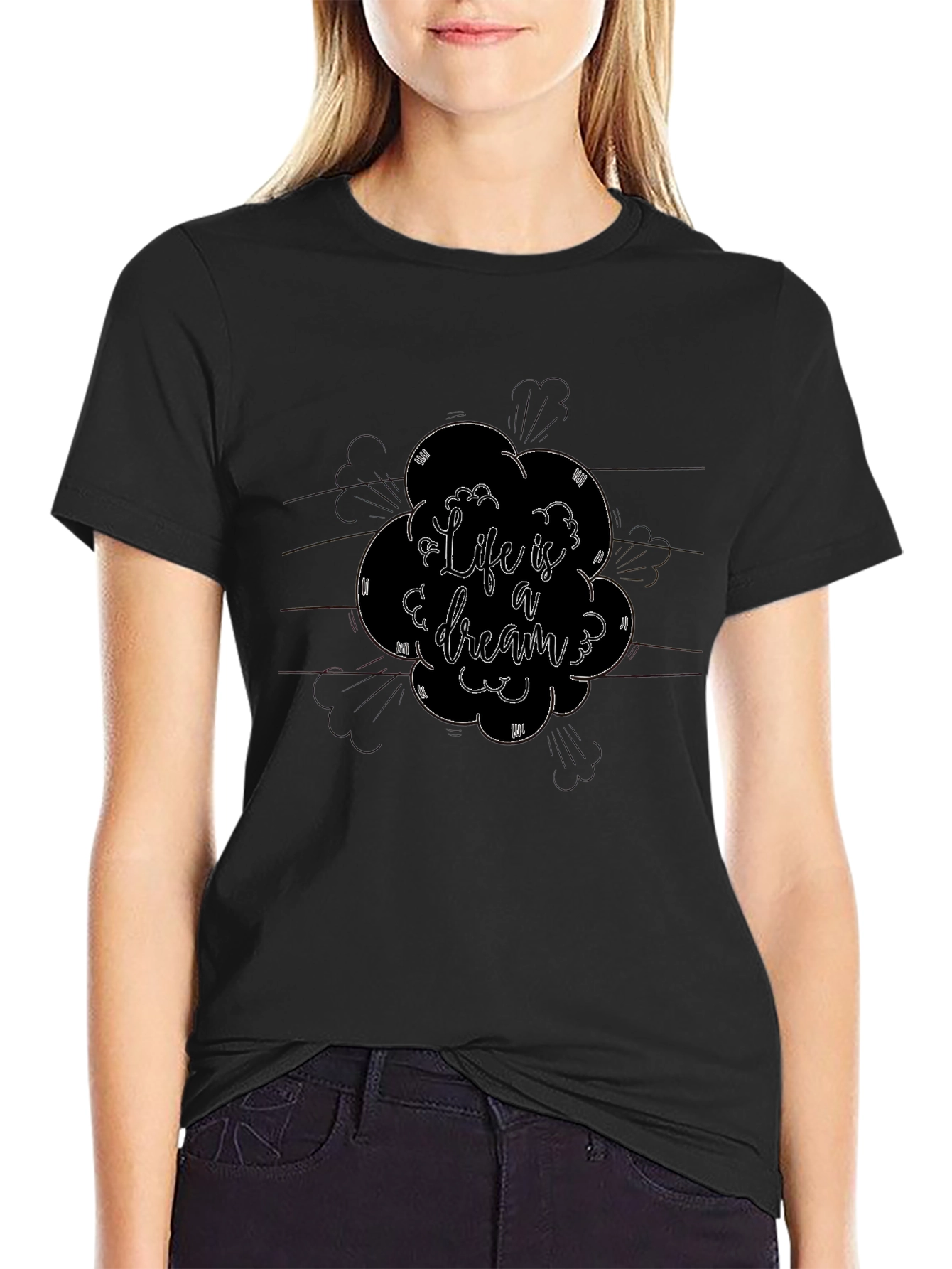 Life is a Dream Graphic Tee - Black Cotton