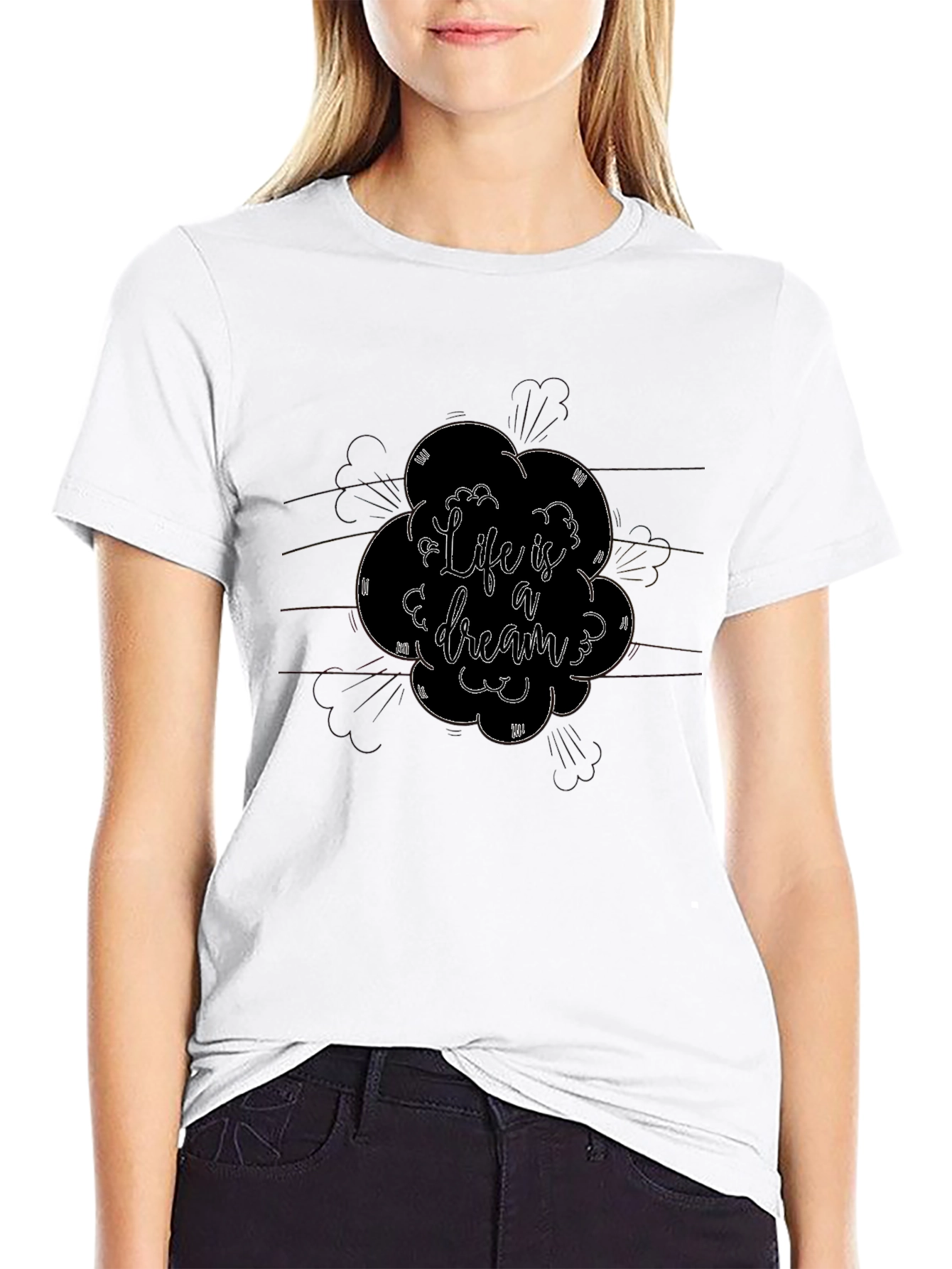 Life is a Dream Graphic Tee - Black Cotton
