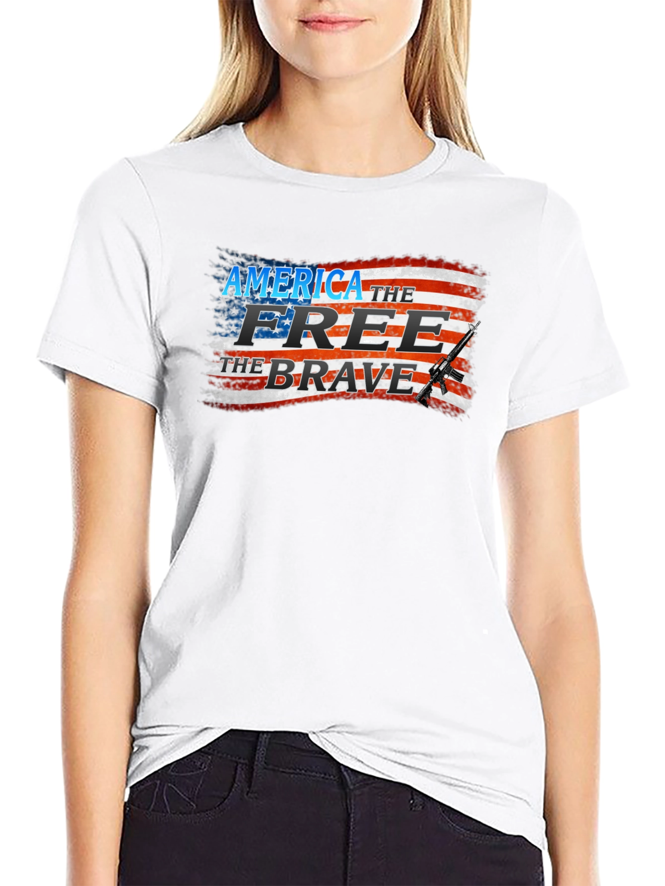 America the Free Patriotic Graphic T-Shirt