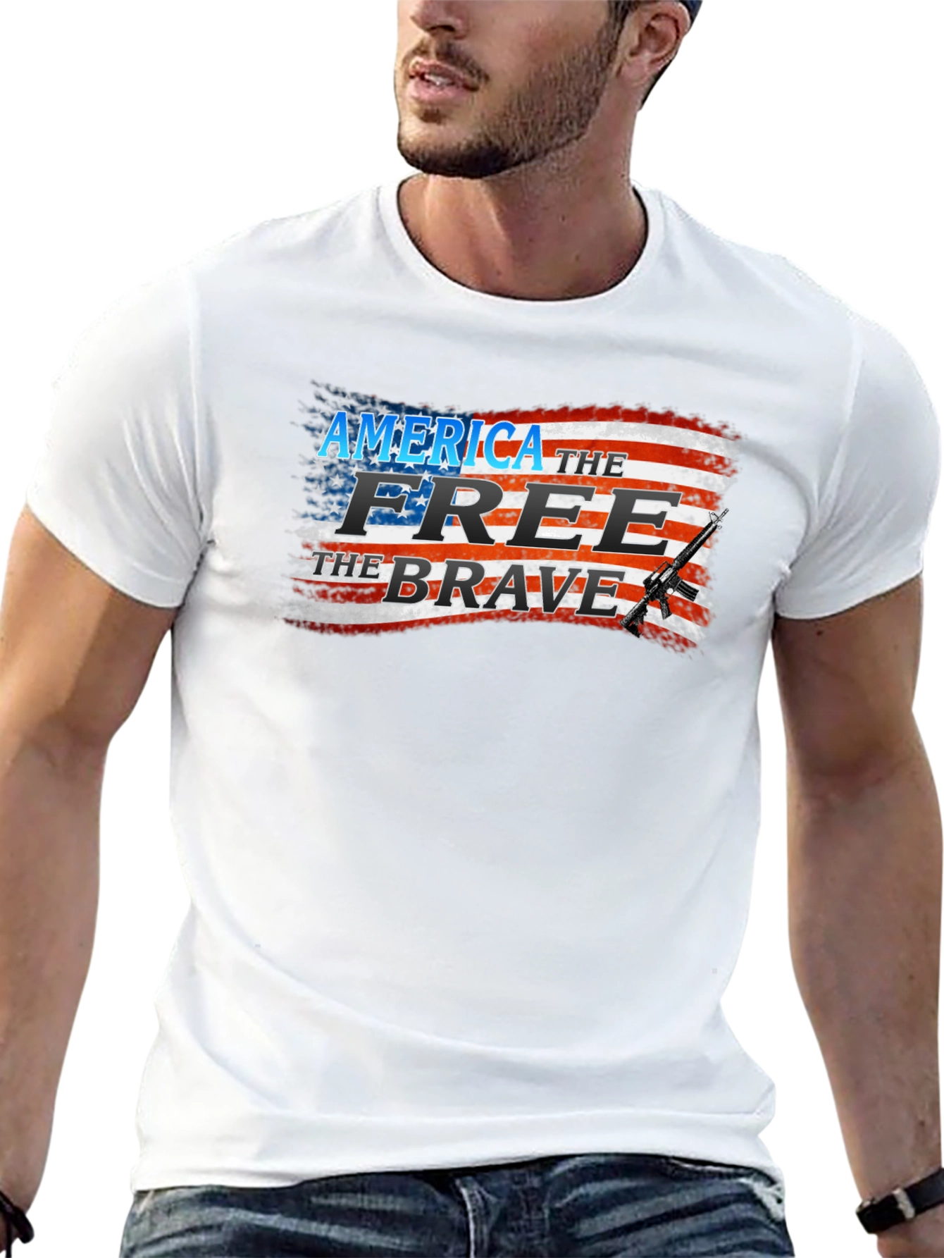 America the Free Patriotic Graphic T-Shirt