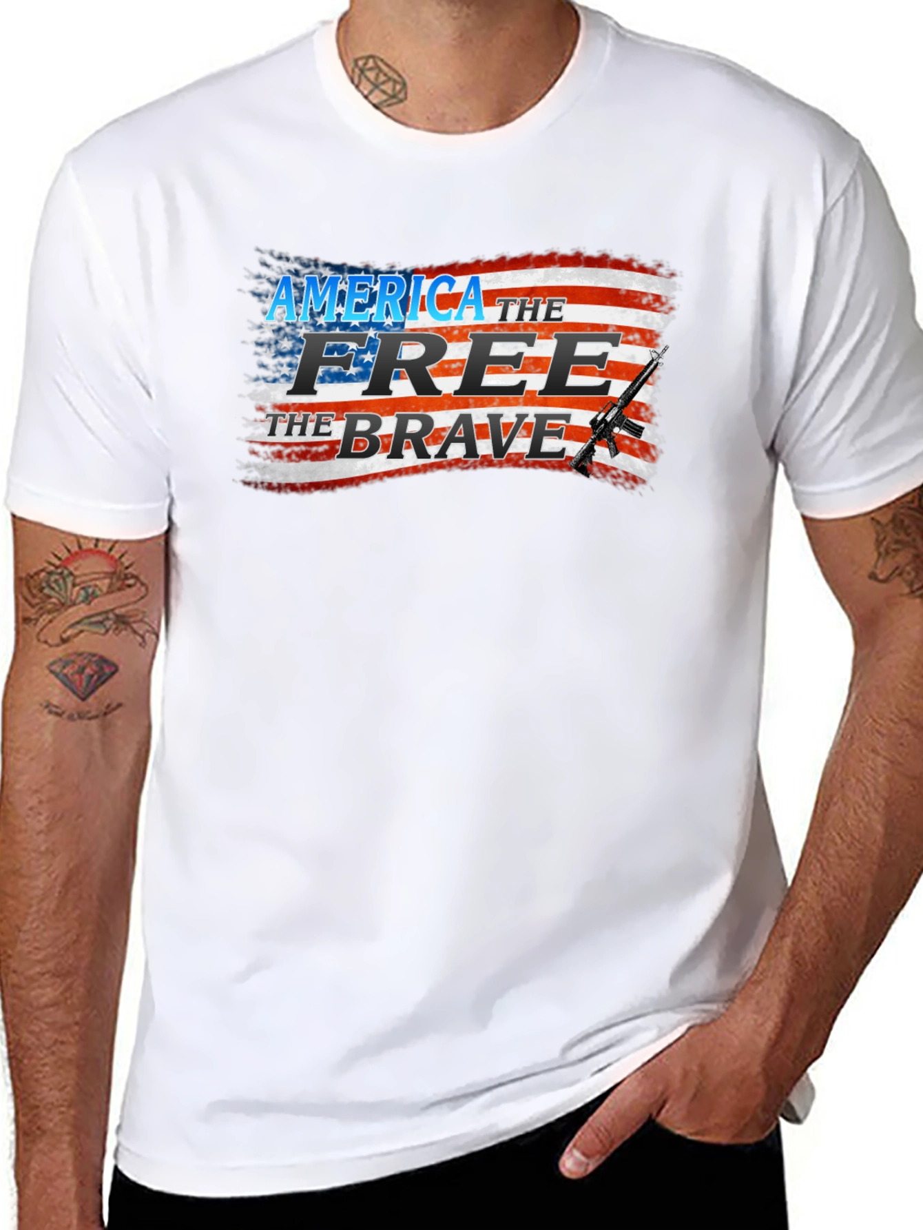 America the Free Patriotic Graphic T-Shirt