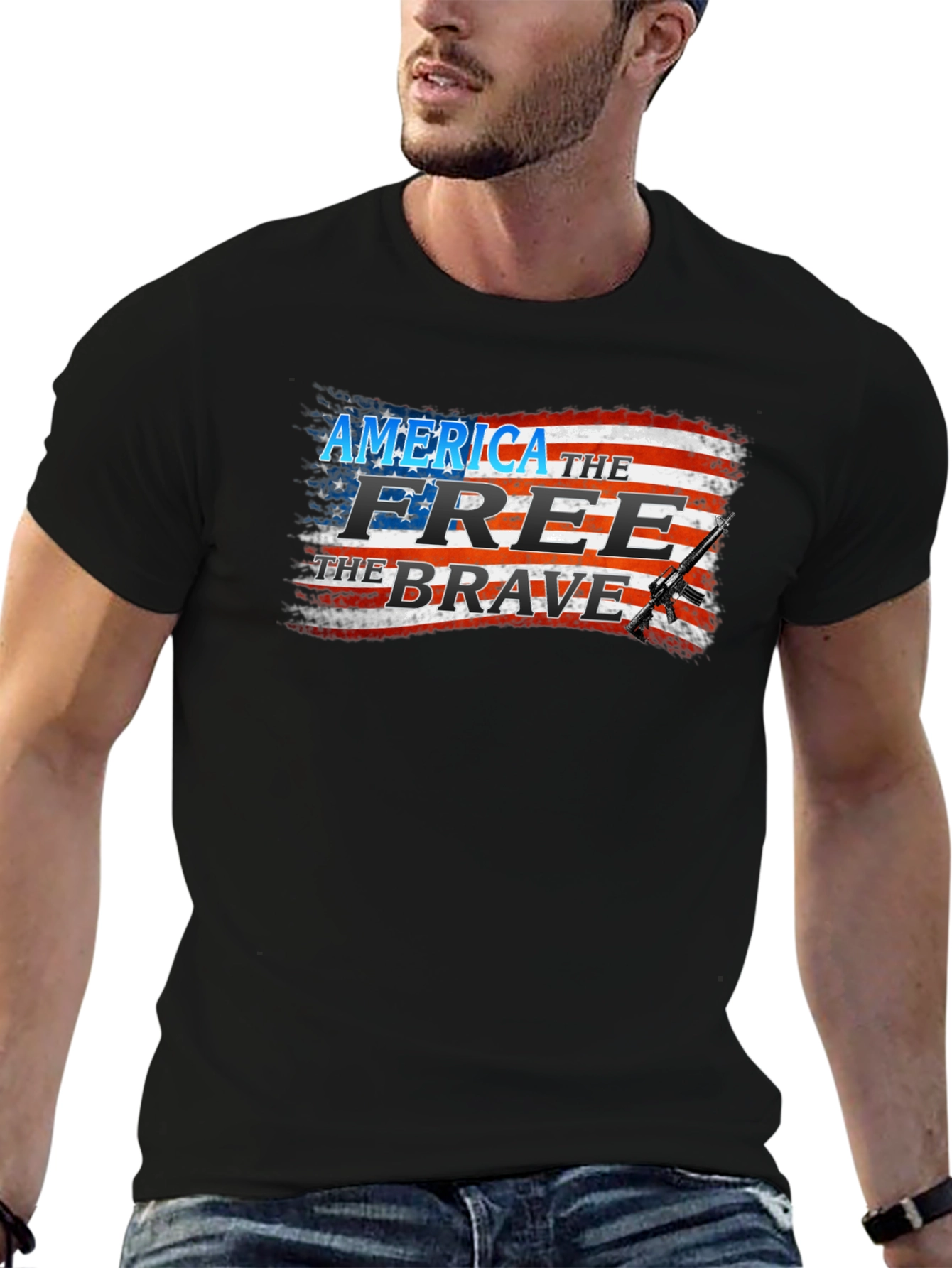 America the Free Patriotic Graphic T-Shirt
