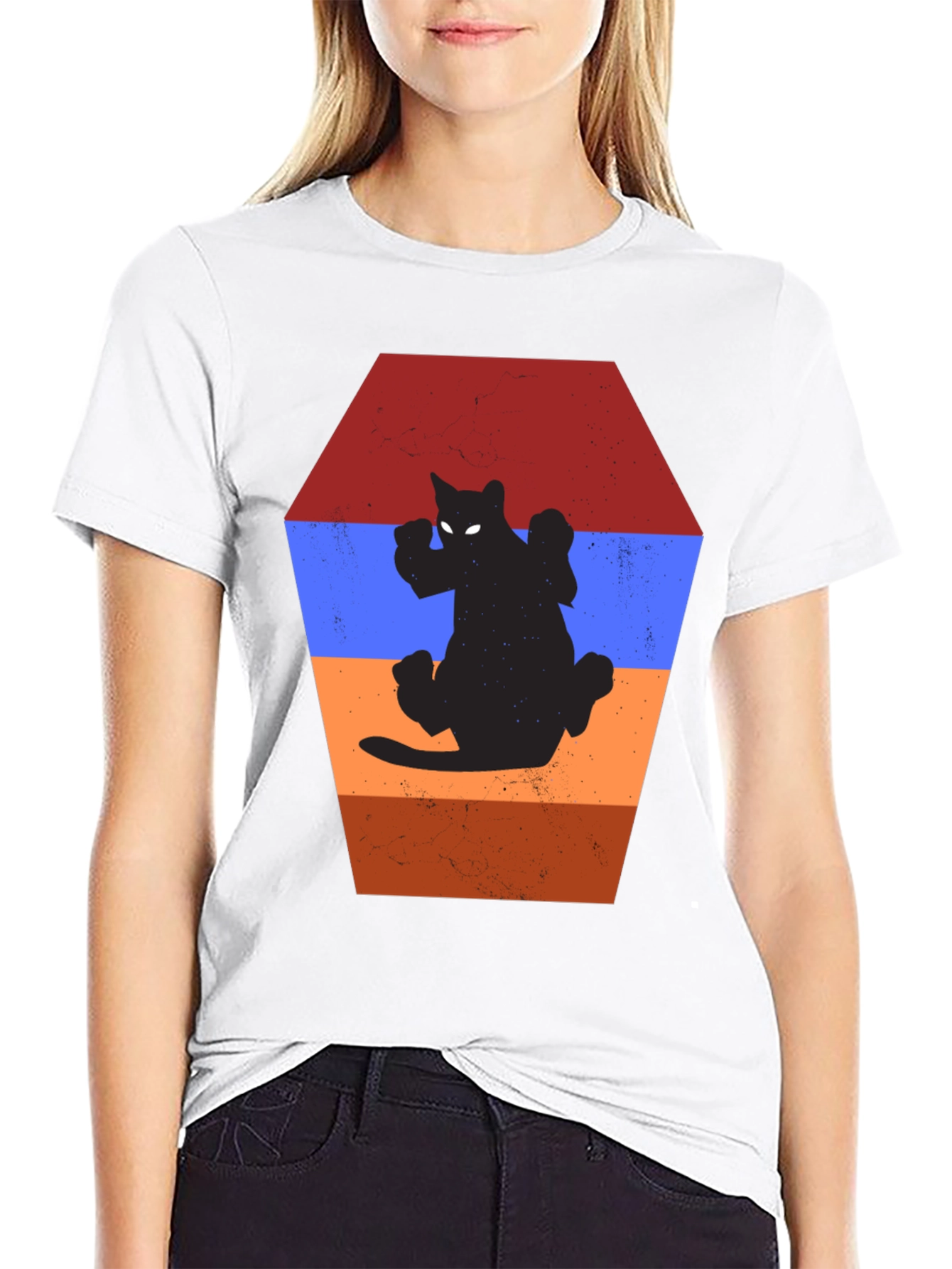 Retro Cat Silhouette T-Shirt - Unique Design