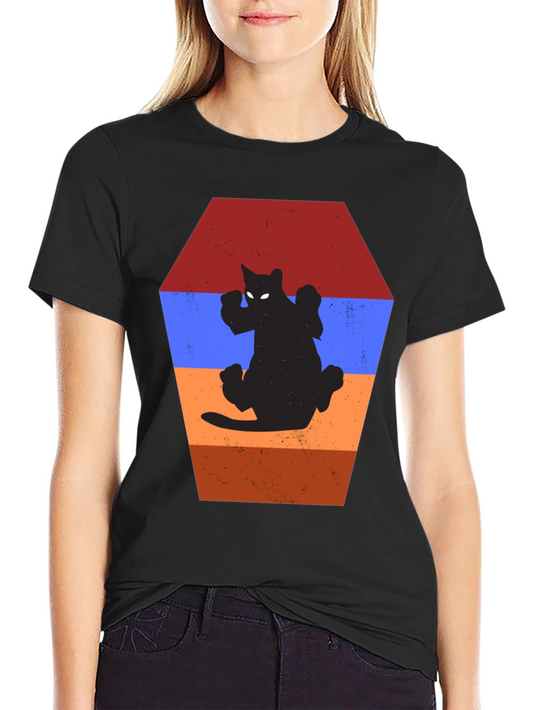 Retro Cat Silhouette T-Shirt - Unique Design