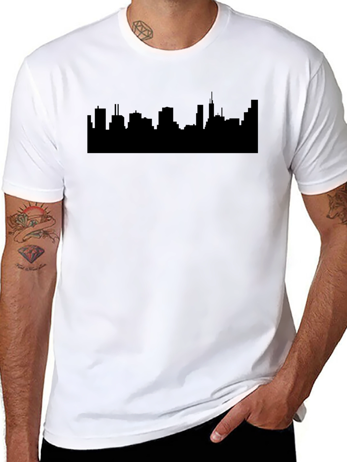 Cityscape Silhouette Black T-Shirt