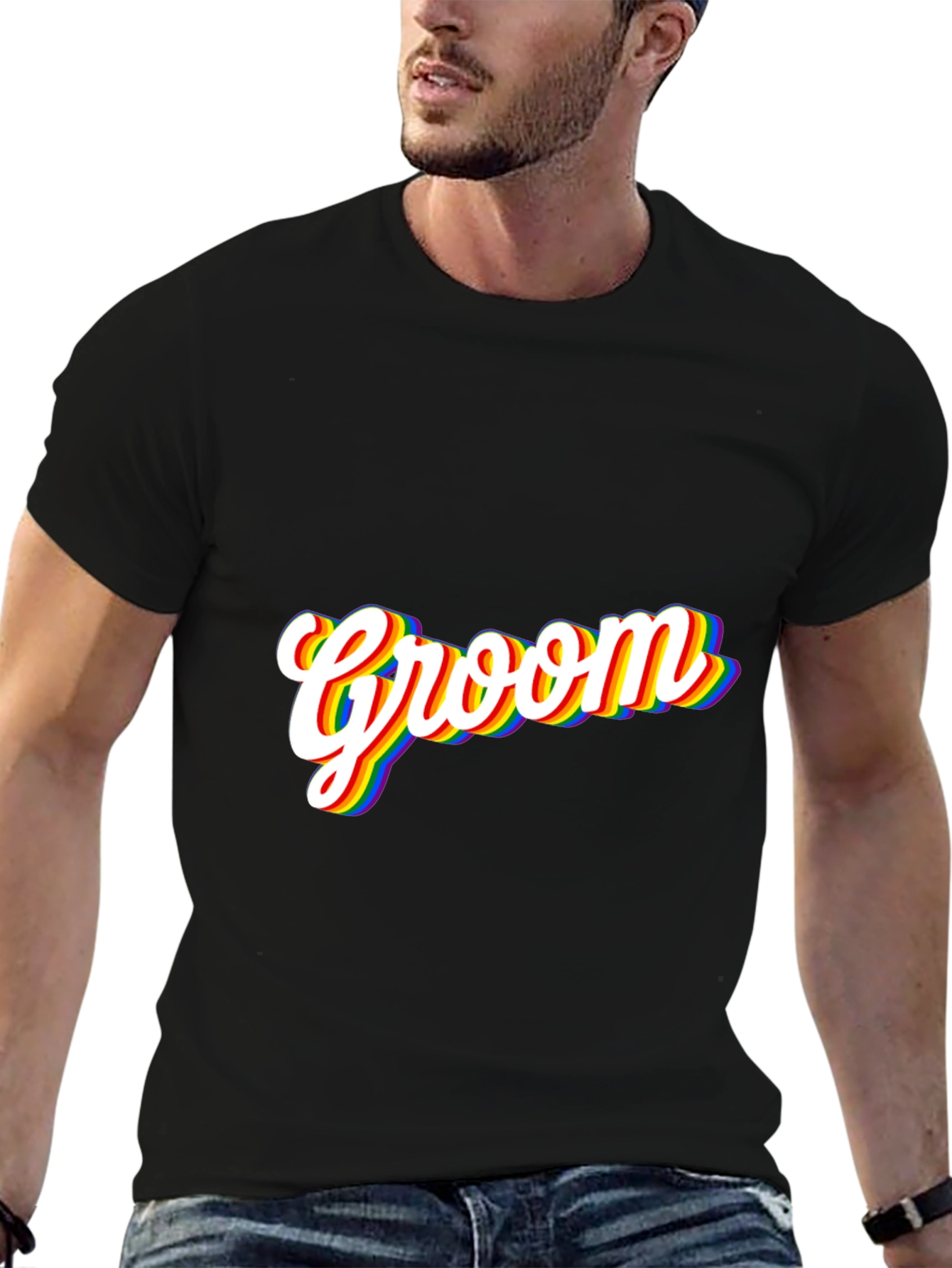 Groom Rainbow Pride T-Shirt - Black