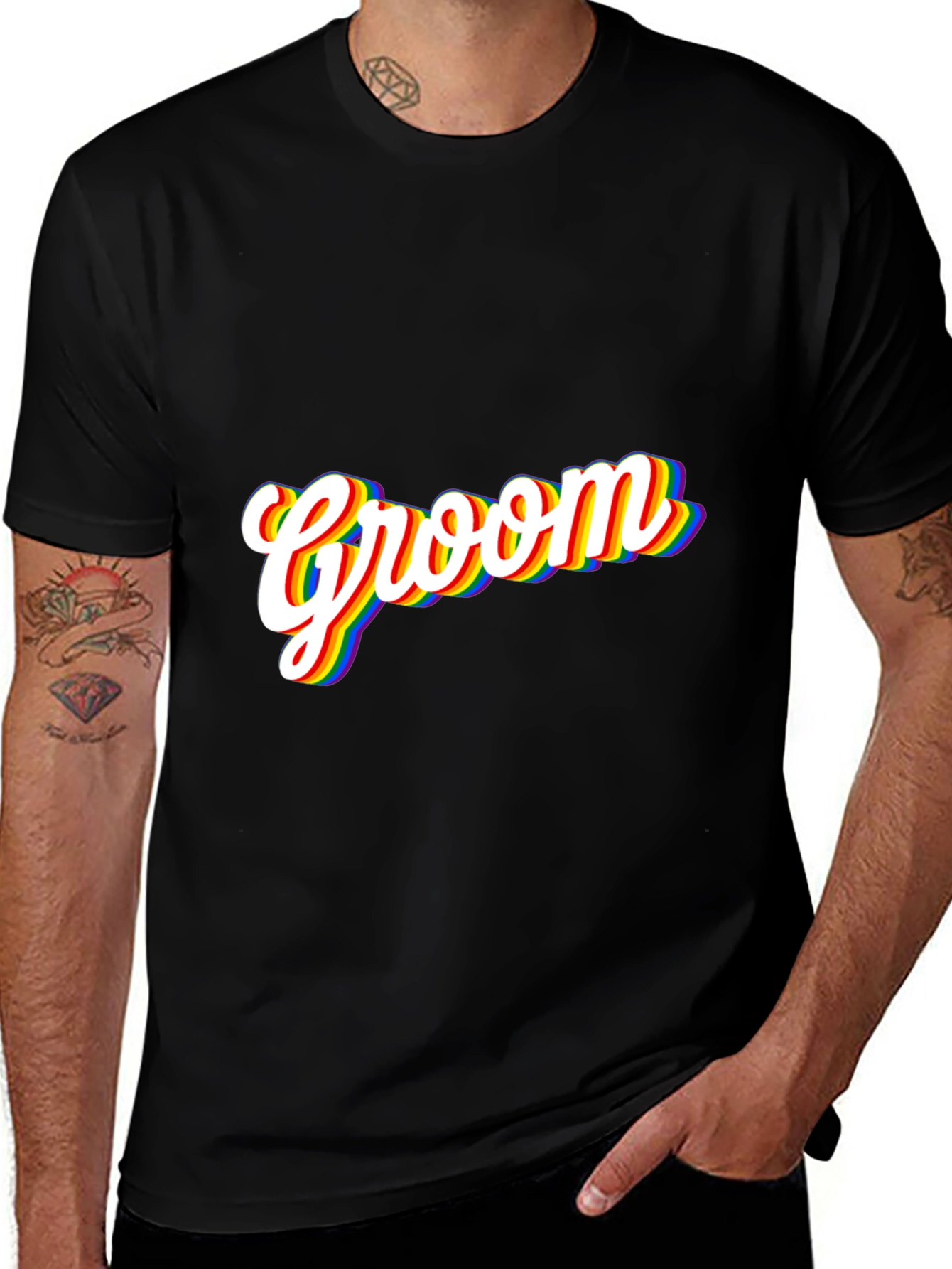Groom Rainbow Pride T-Shirt - Black