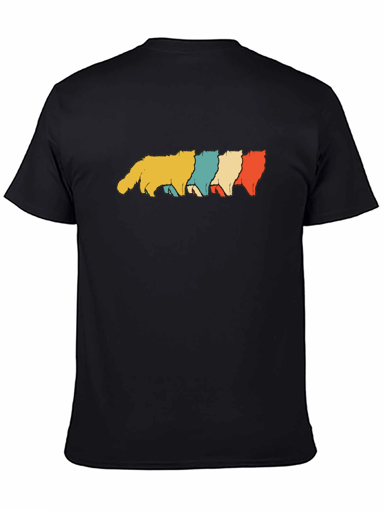 Retro Cat Parade Black T-Shirt
