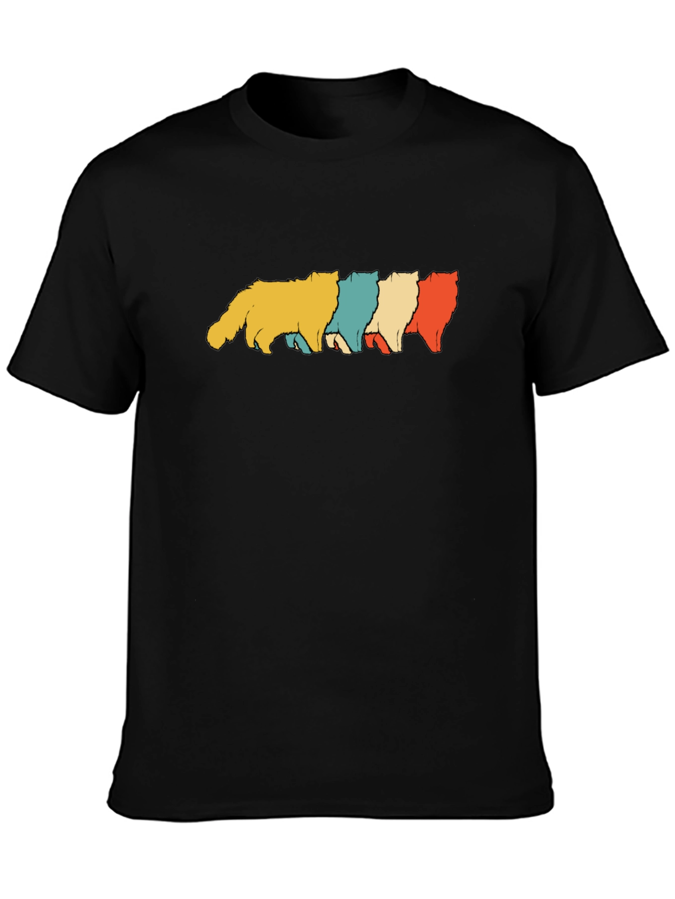 Retro Cat Parade Black T-Shirt