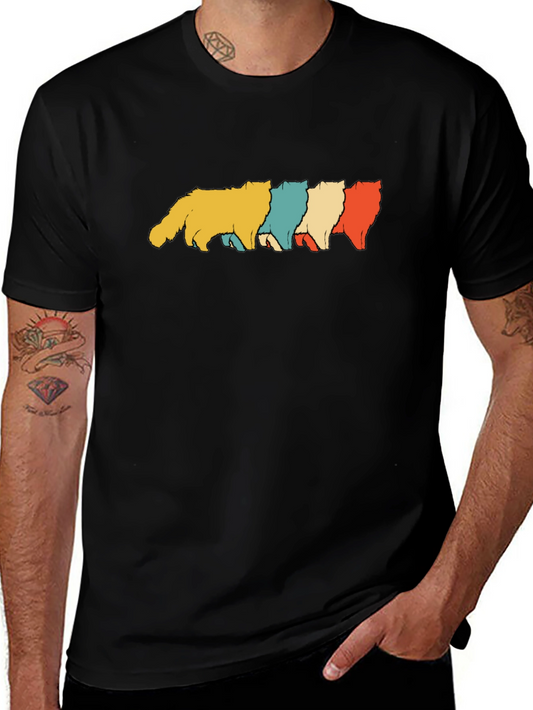 Retro Cat Parade Black T-Shirt