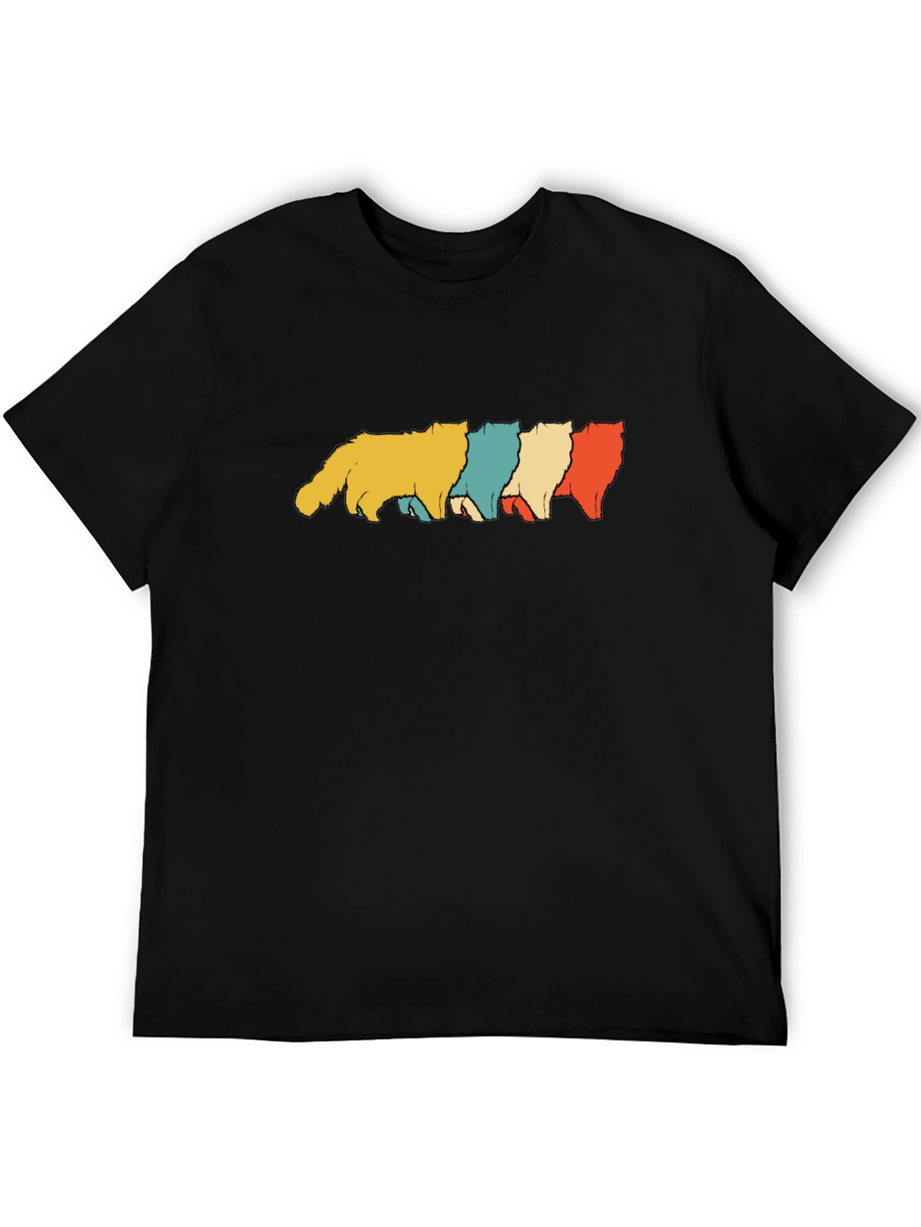 Retro Cat Parade Black T-Shirt