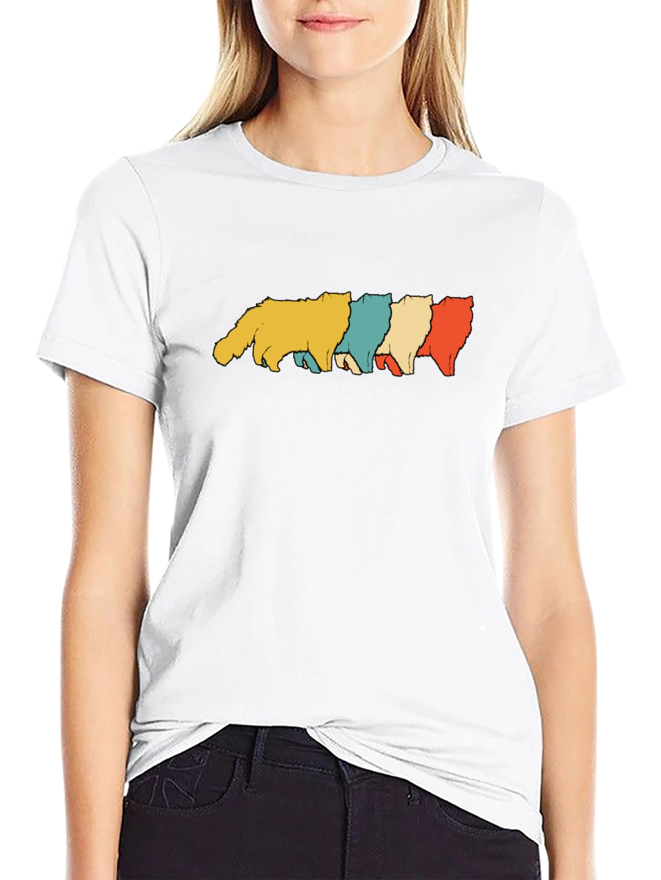 Retro Cat Parade Black T-Shirt