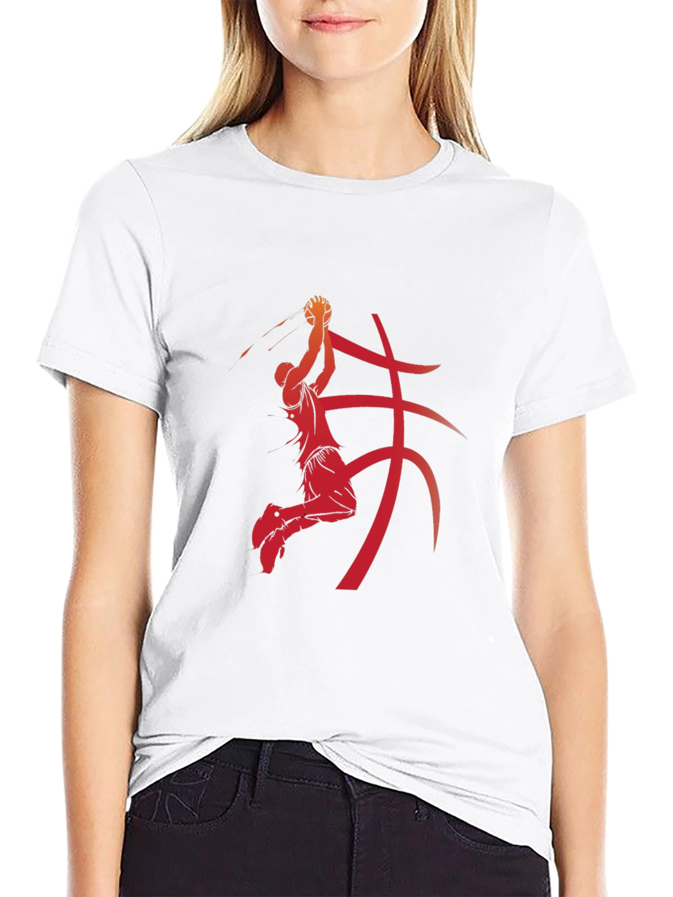 Basketball Player Graphic Print Black T-Shirt