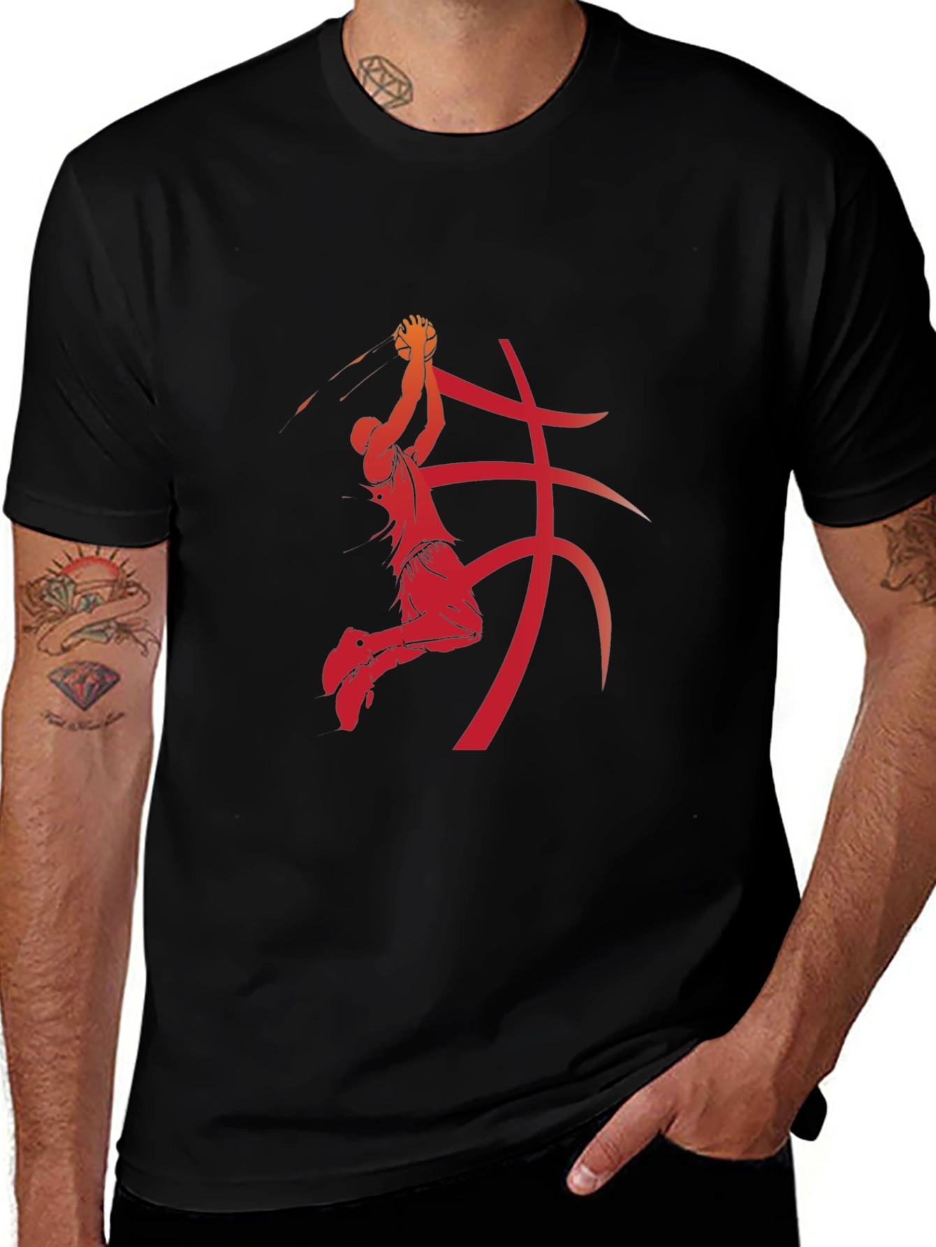 Basketball Player Graphic Print Black T-Shirt