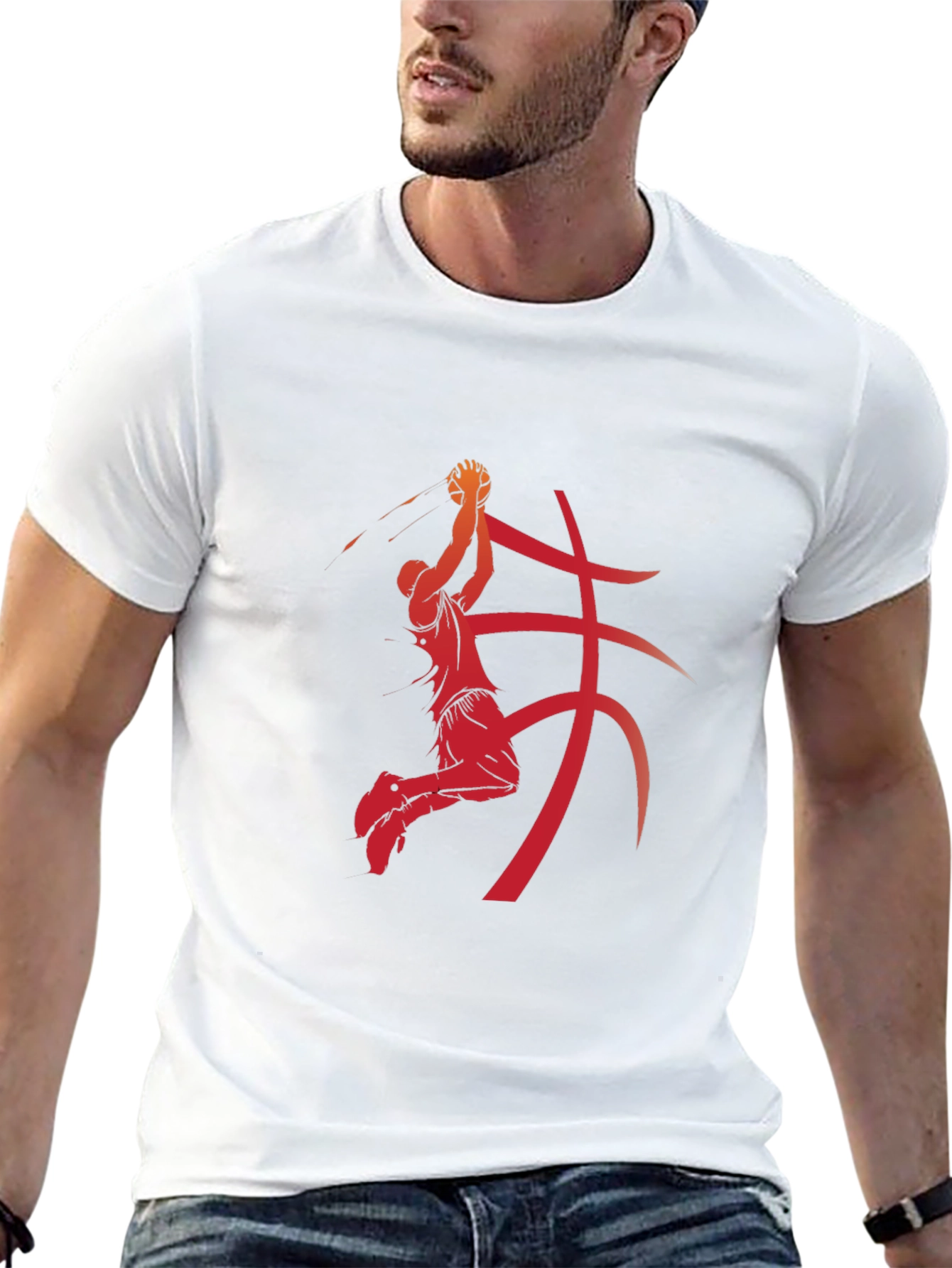 Basketball Player Graphic Print Black T-Shirt