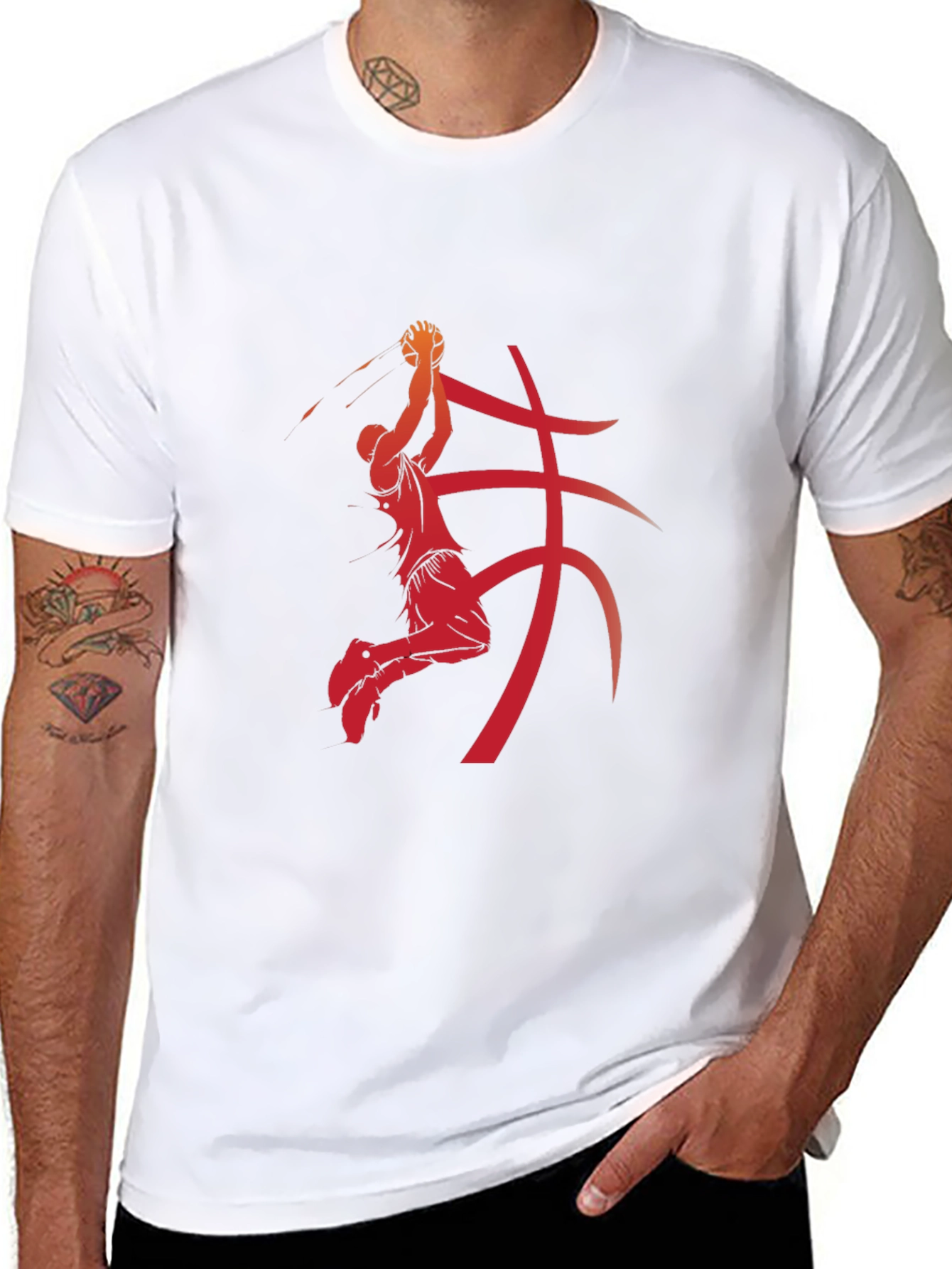 Basketball Player Graphic Print Black T-Shirt