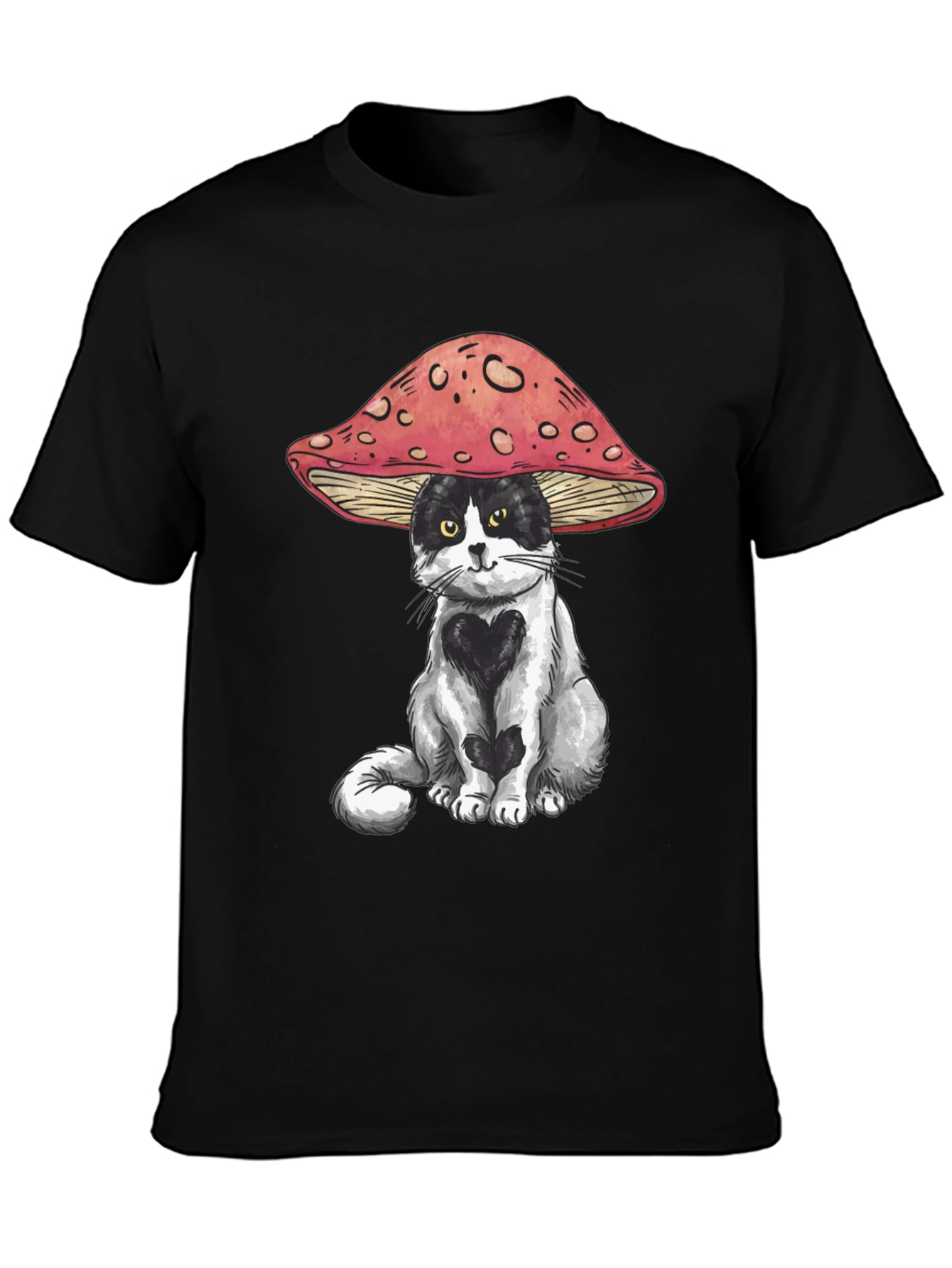 Mushroom Cat T-Shirt: Whimsical Graphic Tee