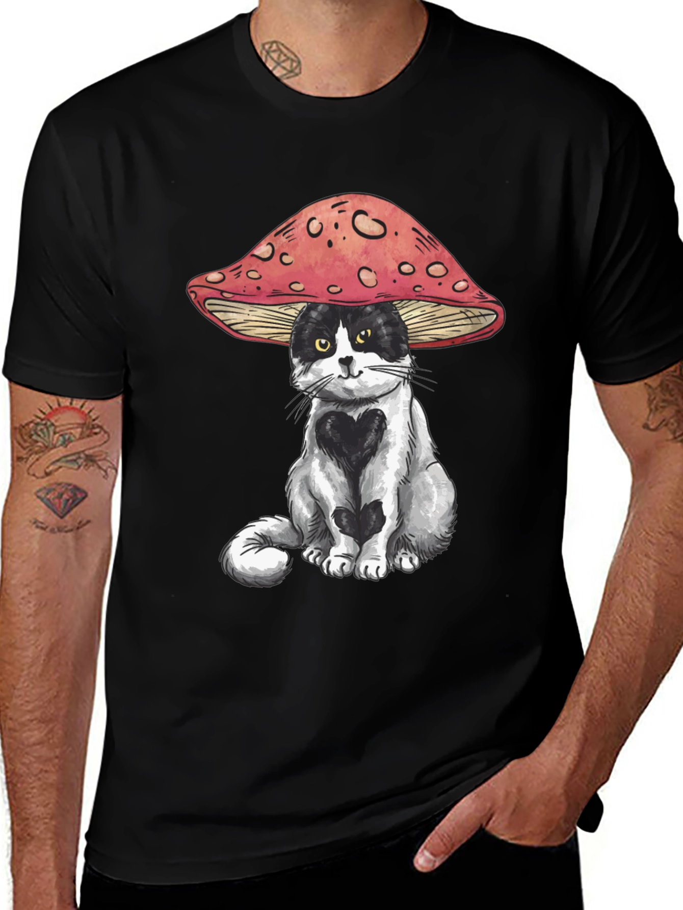 Mushroom Cat T-Shirt: Whimsical Graphic Tee